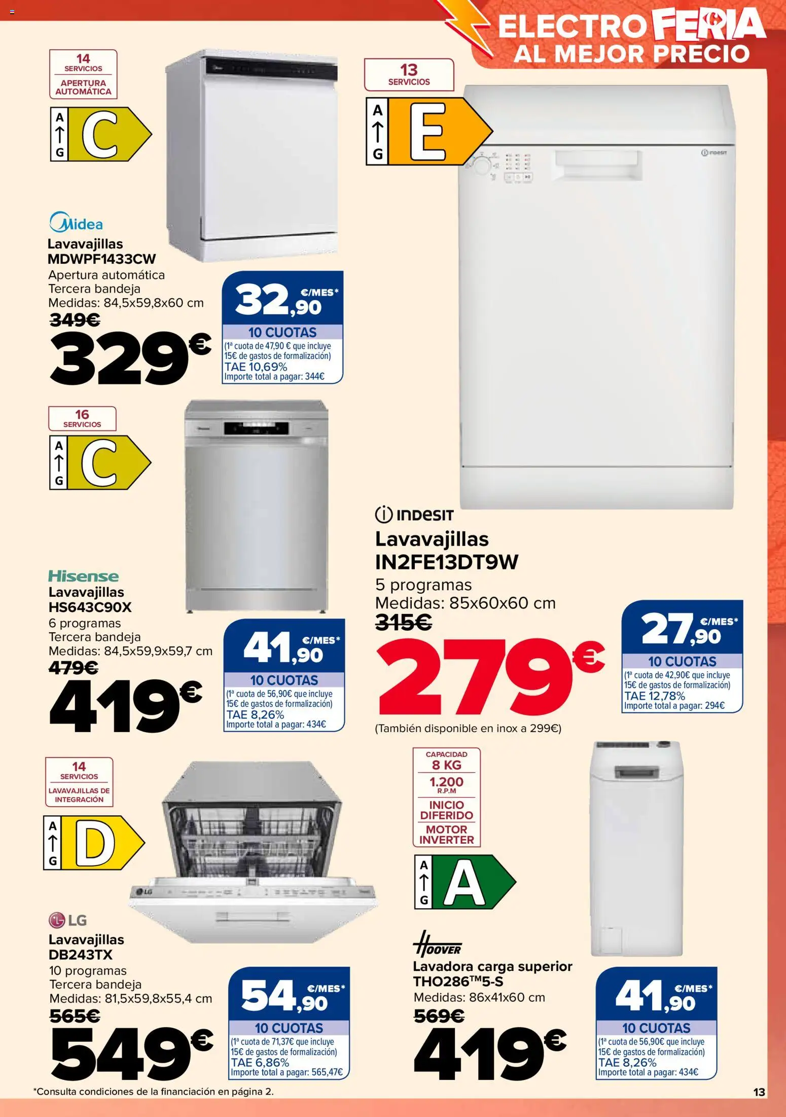 Carrefour folleto │ válido desde el 28.10.2025 | Página: 13 | Productos: Lavadora, Lavavajillas, Bandeja