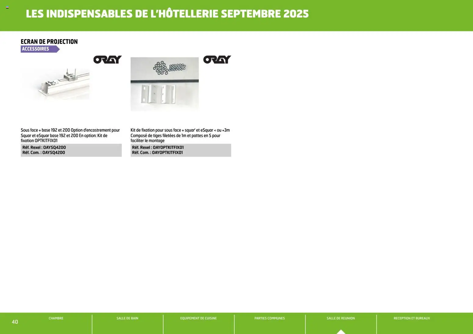 {H1} | Page: 40 | Produits: Base, Écran de projection