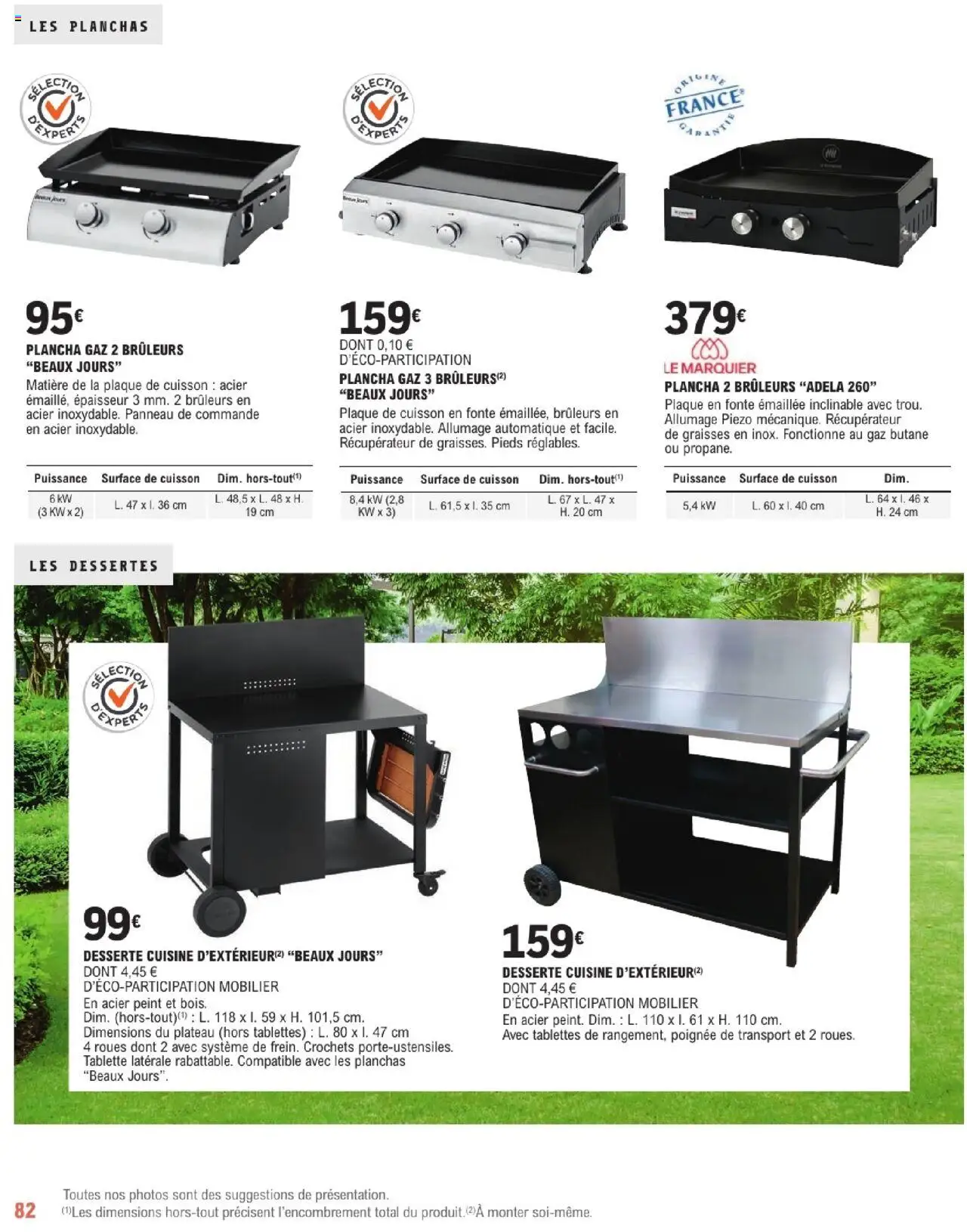  | Page: 82 | Produits: Tablette, Plancha, Plaque de cuisson, Plateau