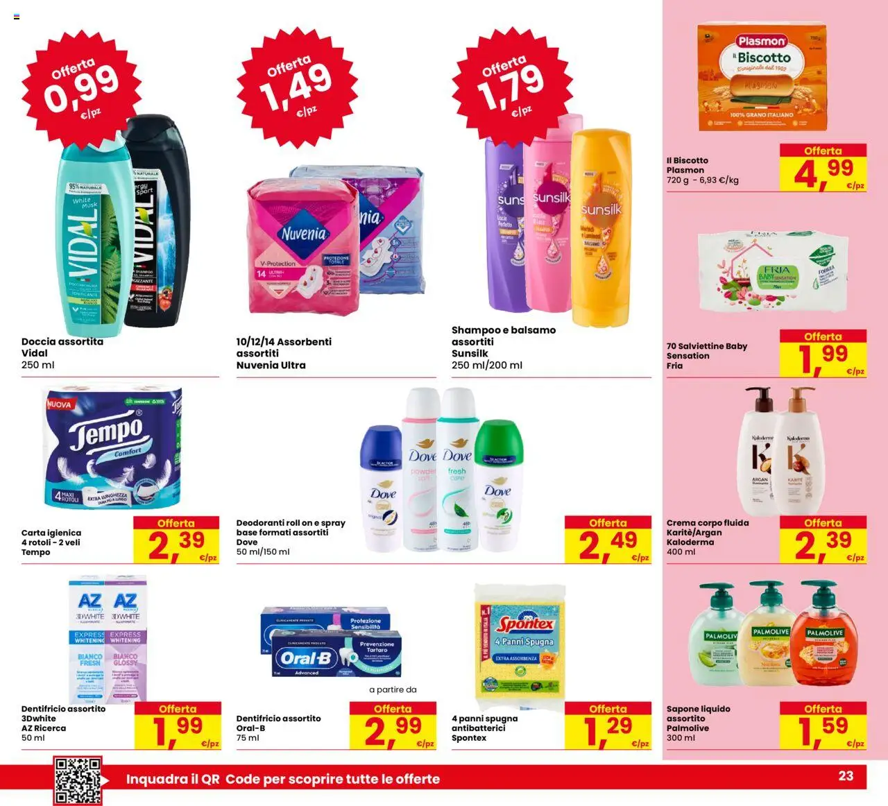 Volantino Eurospar del 18.09.2025 | Pagina: 23 | Prodotti: Spugna, Shampoo, Carta igienica, Dentifricio