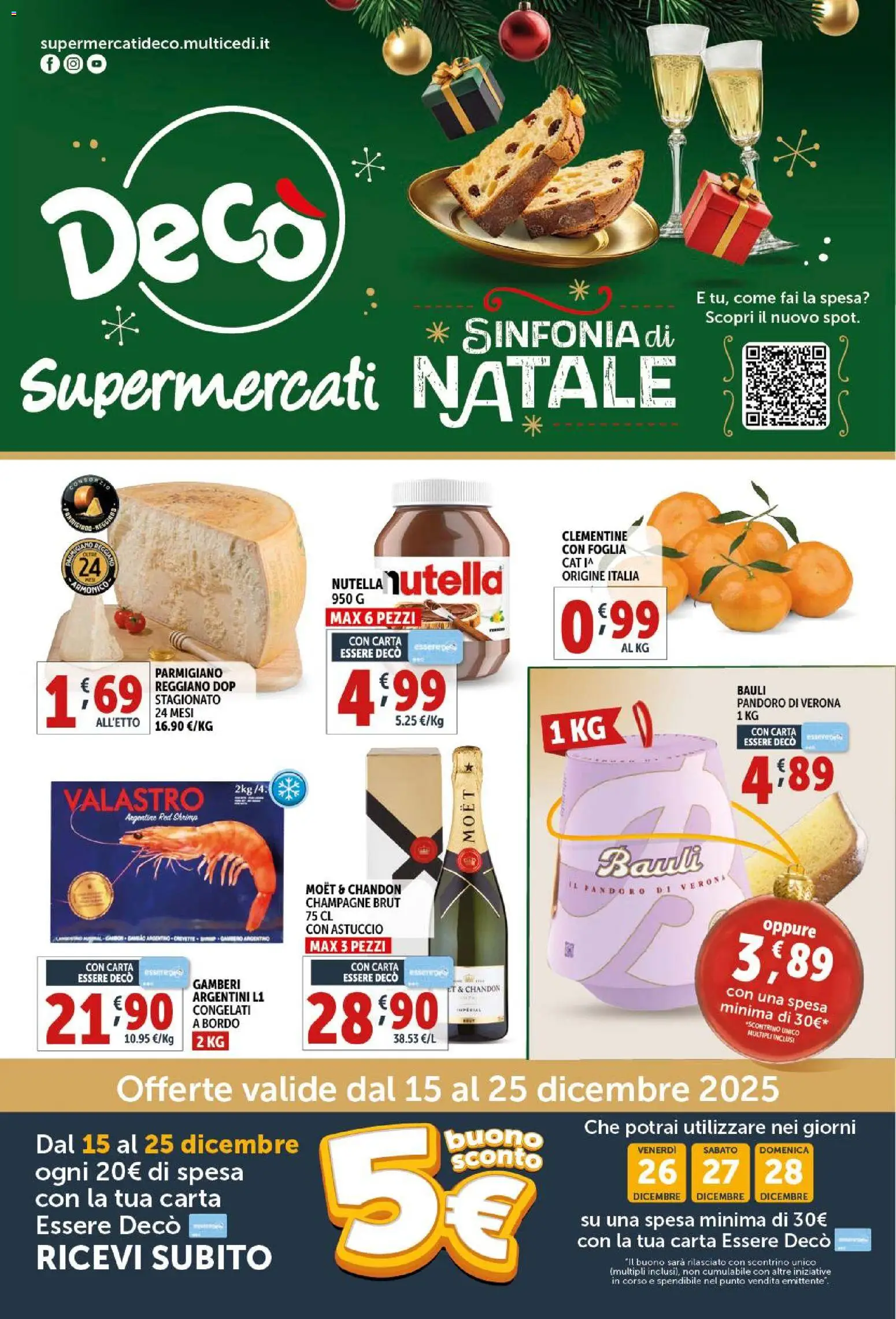 Volantino Decò del 15.12.2025 | Pagina: 1 | Prodotti: Pandoro, Champagne, Astuccio, Parmigiano