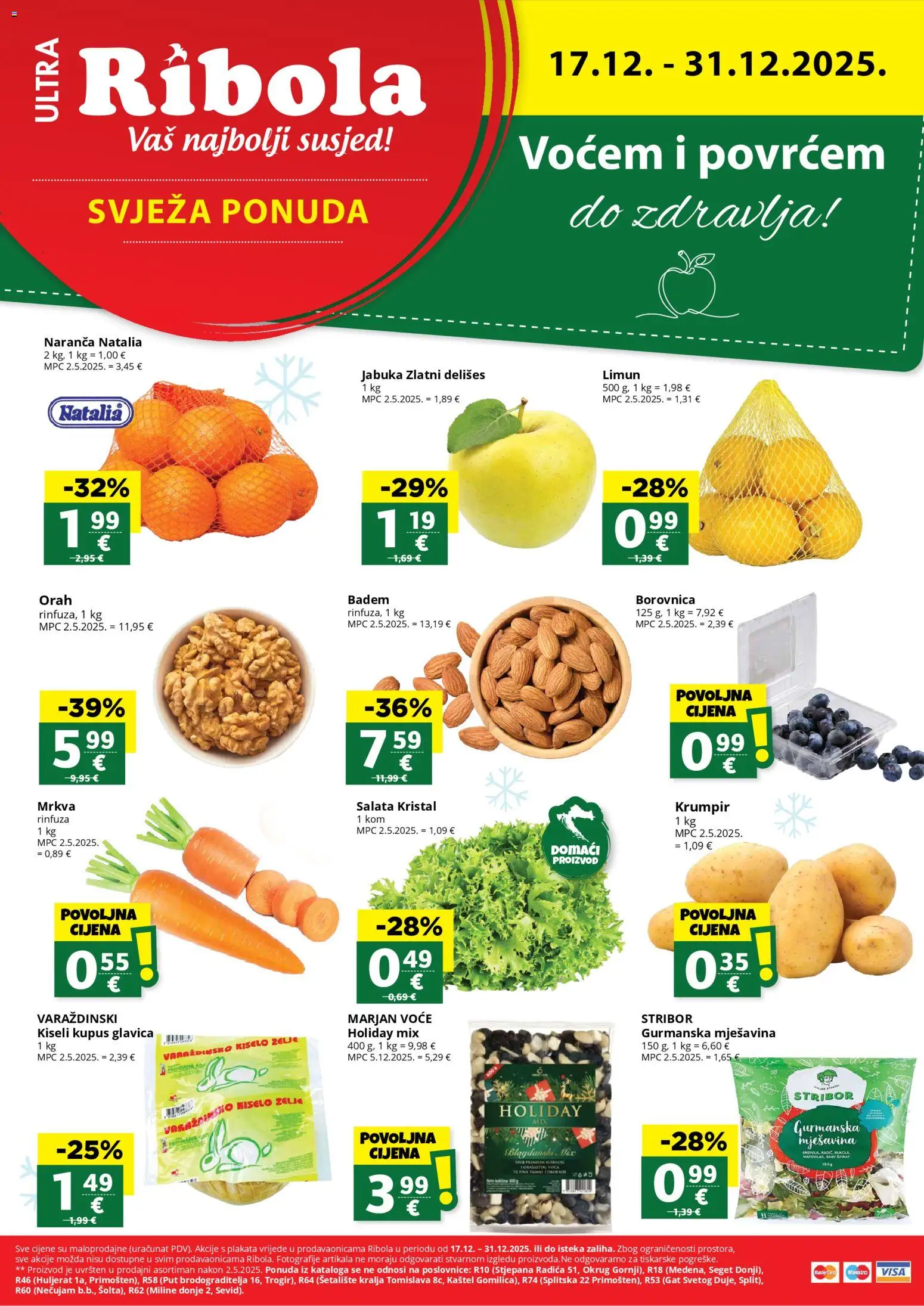Ribola katalog | vrijedi od 17.12.2025 | Stranica: 1 | Proizvodi: Mrkva, Salata, Zelje, Badem