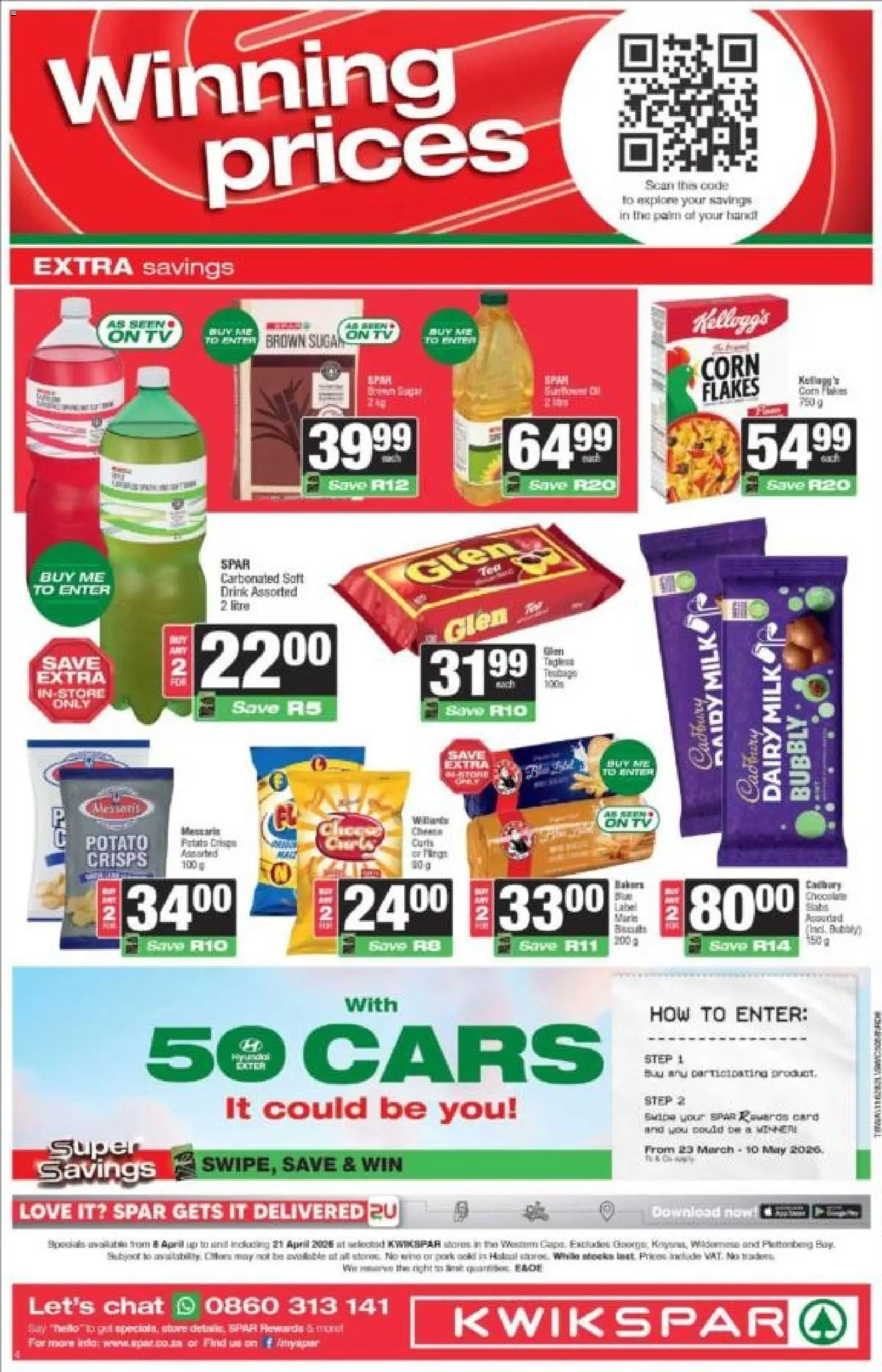New KWIKSPAR catalogue – valid from 08.04.2026 | Page: 4 | Products: TV, Milk, Flakes, Sugar