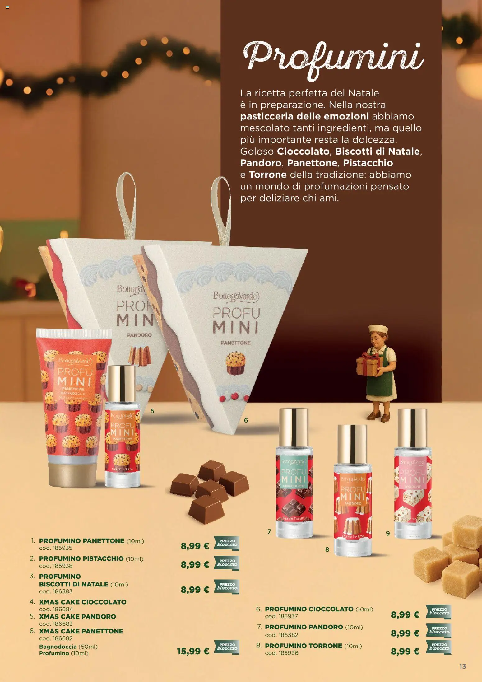 Volantino Bottega Verde del 03.11.2025 | Pagina: 13 | Prodotti: Cioccolato, Biscotti, Pandoro, Panettone