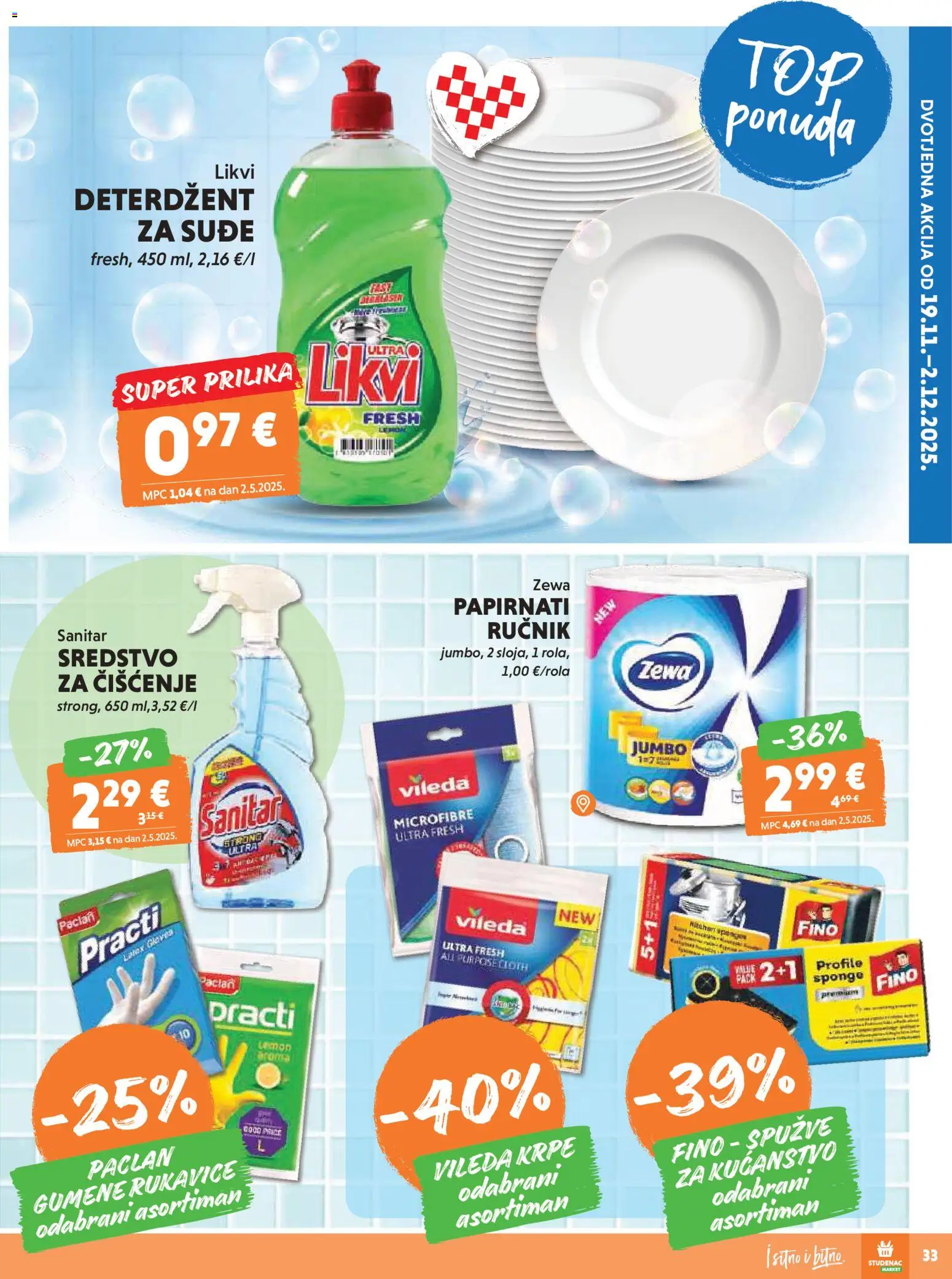 Studenac katalog | vrijedi od 19.11.2025 | Stranica: 31 | Proizvodi: Deterdžent, Ručnik, Zewa, Vileda