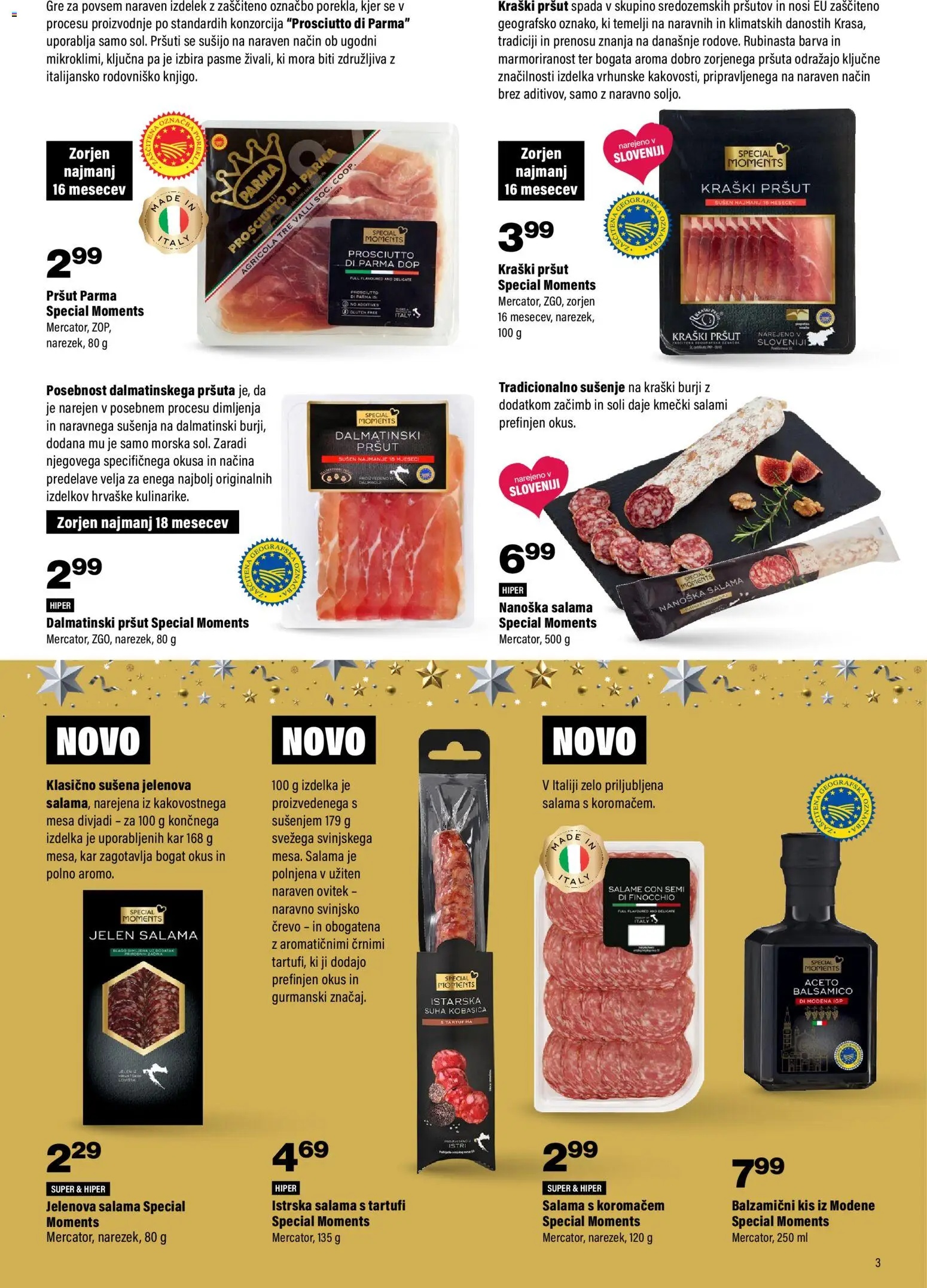 Novi Mercator katalog ponudbe – veljaven od 13.11.2025 | Stran: 3 | Izdelki: Pršut, Ovitek, Kis, Barva