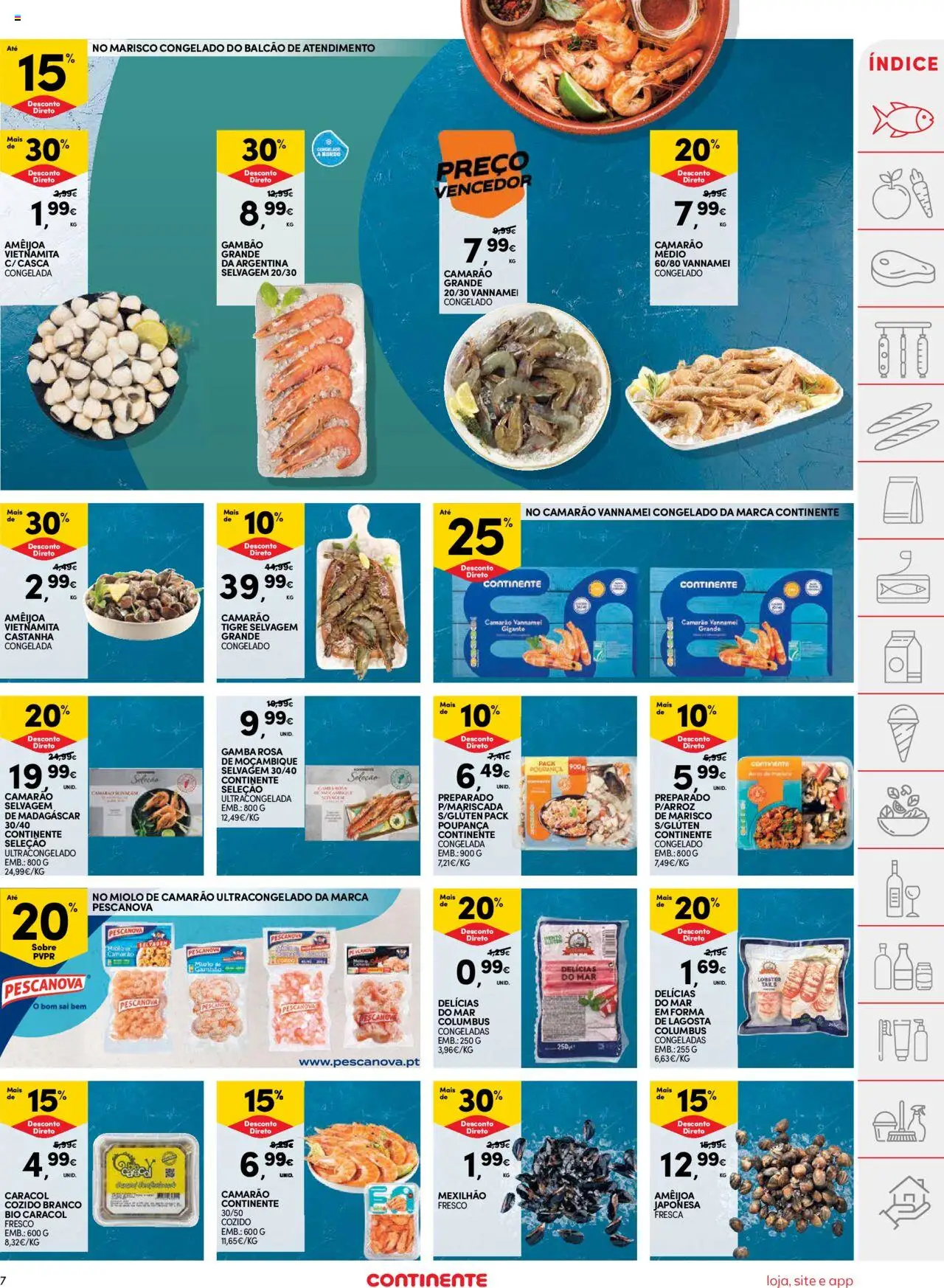 Continente folheto │ válido de 05.08.2025 | Página: 7 | Produtos: Lagosta, Camarão, Arroz