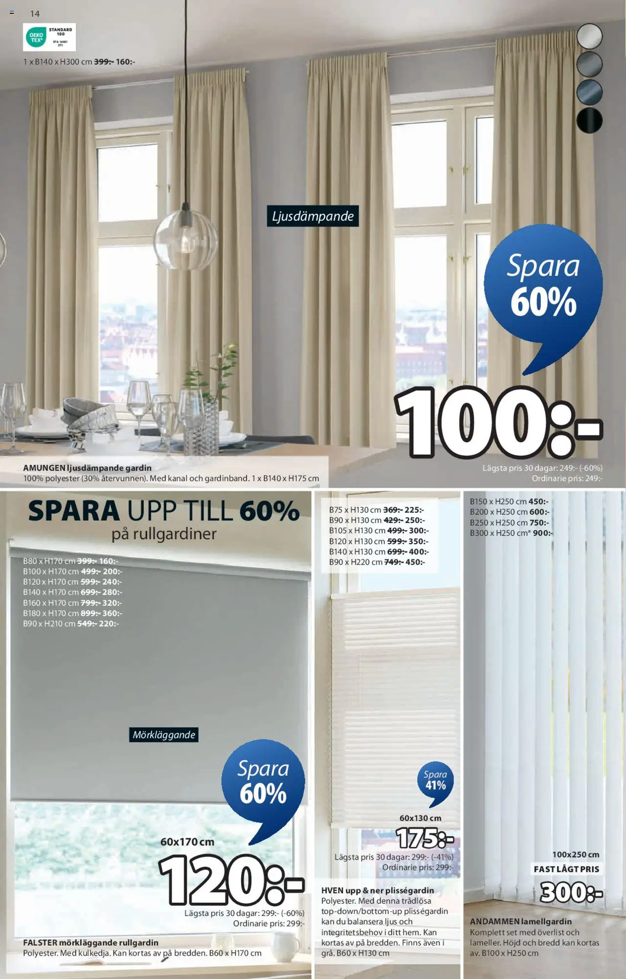 JYSK reklamblad aktuell från 18.08.2025 | Sida: 15 | Produkter: Gardin, Rullgardin, Set, Ljus