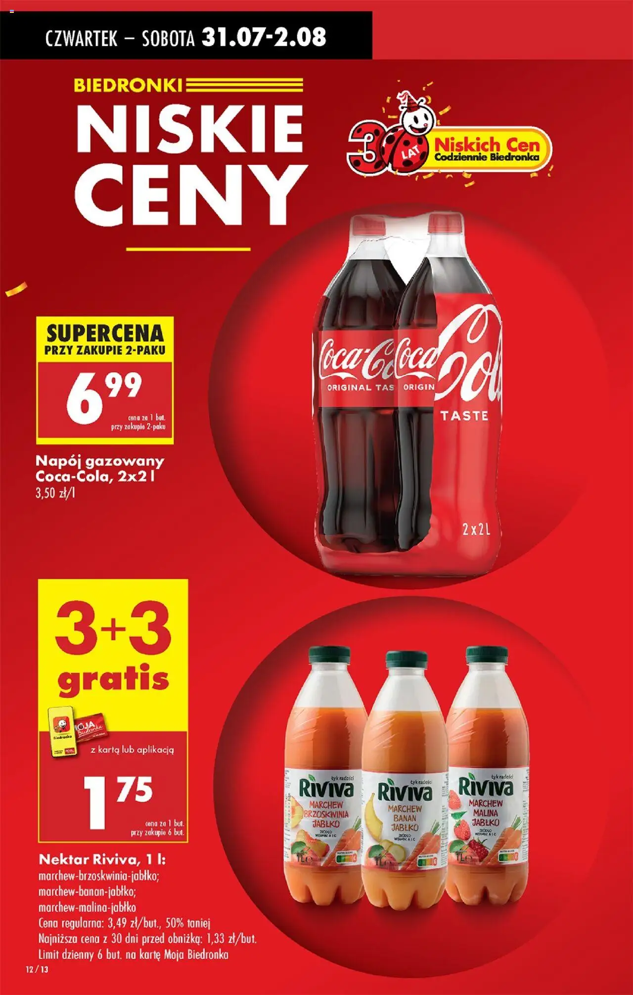 Biedronka gazetka - Oferta W tym tygodniu od 31.07.2025 | Strona: 14 | Produkty: Brzoskwinia, Karta, Malina, Banan