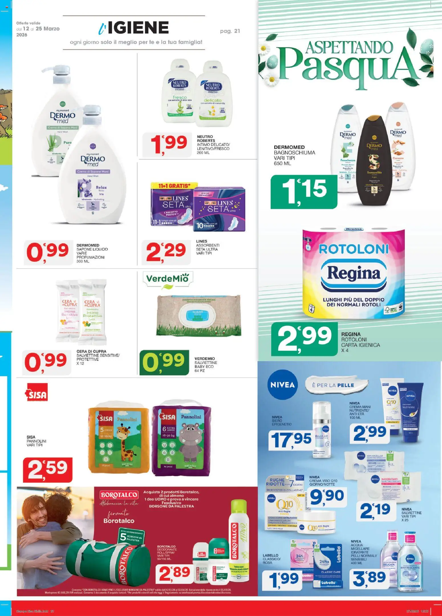 Volantino SISA del 12.03.2026 | Pagina: 21 | Prodotti: Pannolini, Deodorante, Intimo, Aloe vera
