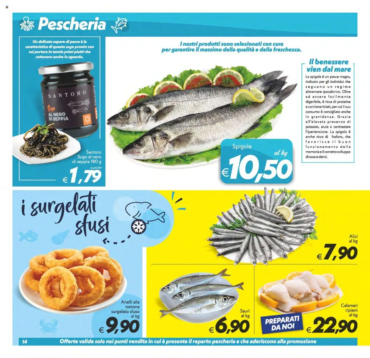 Volantino SuperConveniente del 12.09.2025 | Pagina: 14 | Prodotti: Pesce, Calamari, Spigola, Alici