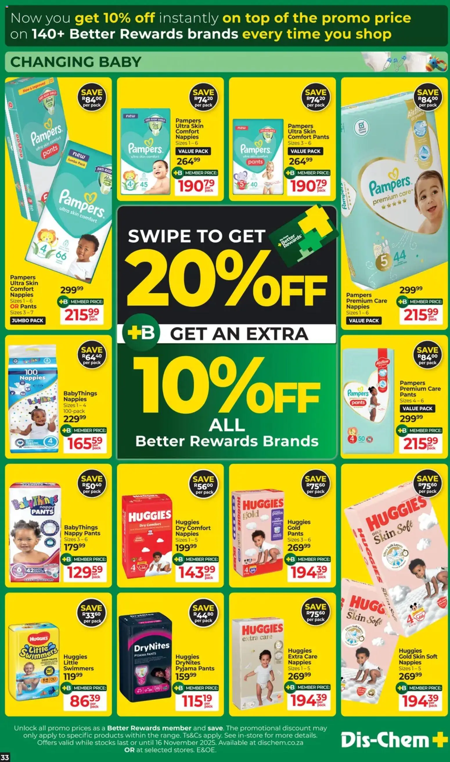 New Dis-Chem catalogue – valid from 21.10.2025 | Page: 33 | Products: Pants, Nappies