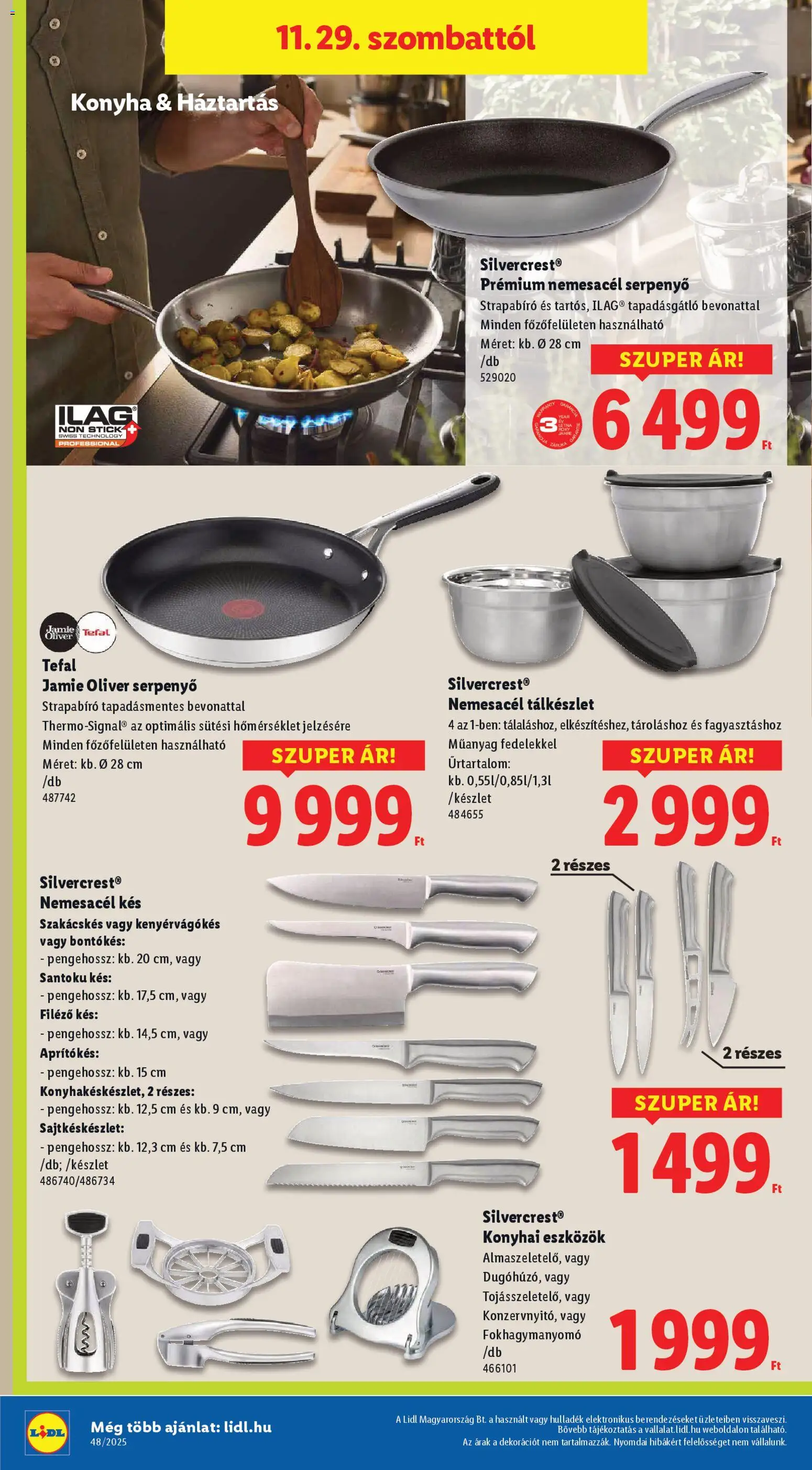 Lidl akciós ujság - amely érvényes a következő dátumtól: 27.11.2025 | Oldal: 46 | Termékek: Tefal, Serpenyő, Kés
