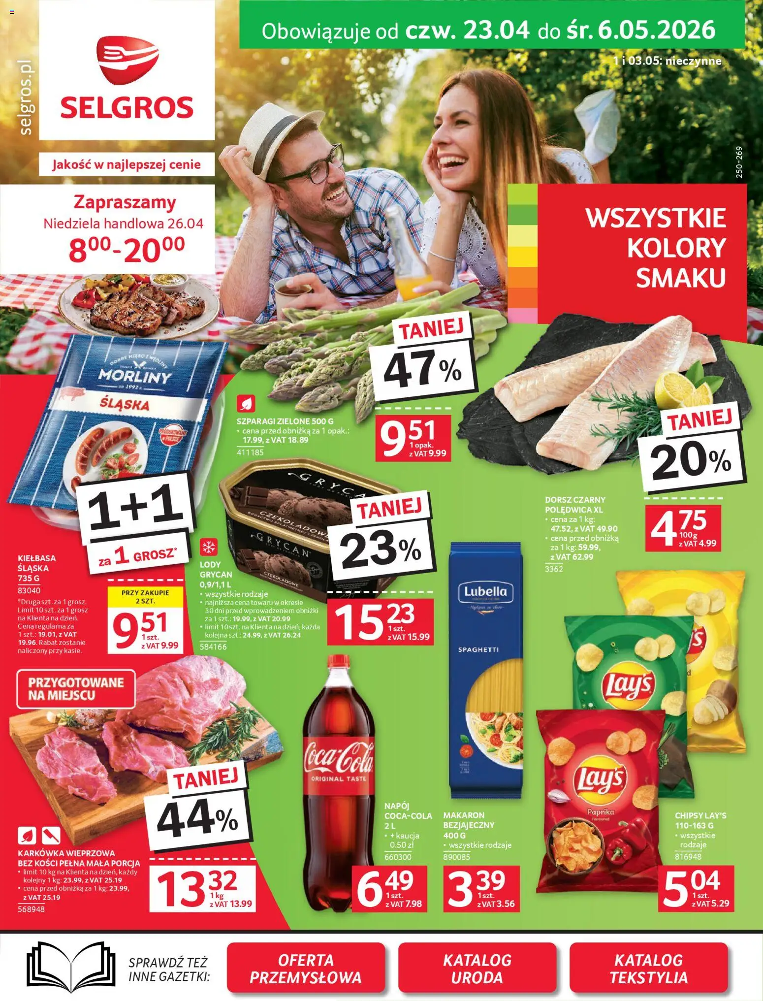 Selgros cash&carry gazetka od 23.04.2026 | Strona: 1 | Produkty: Mięso, Lody Grycan, Dorsz, Gry