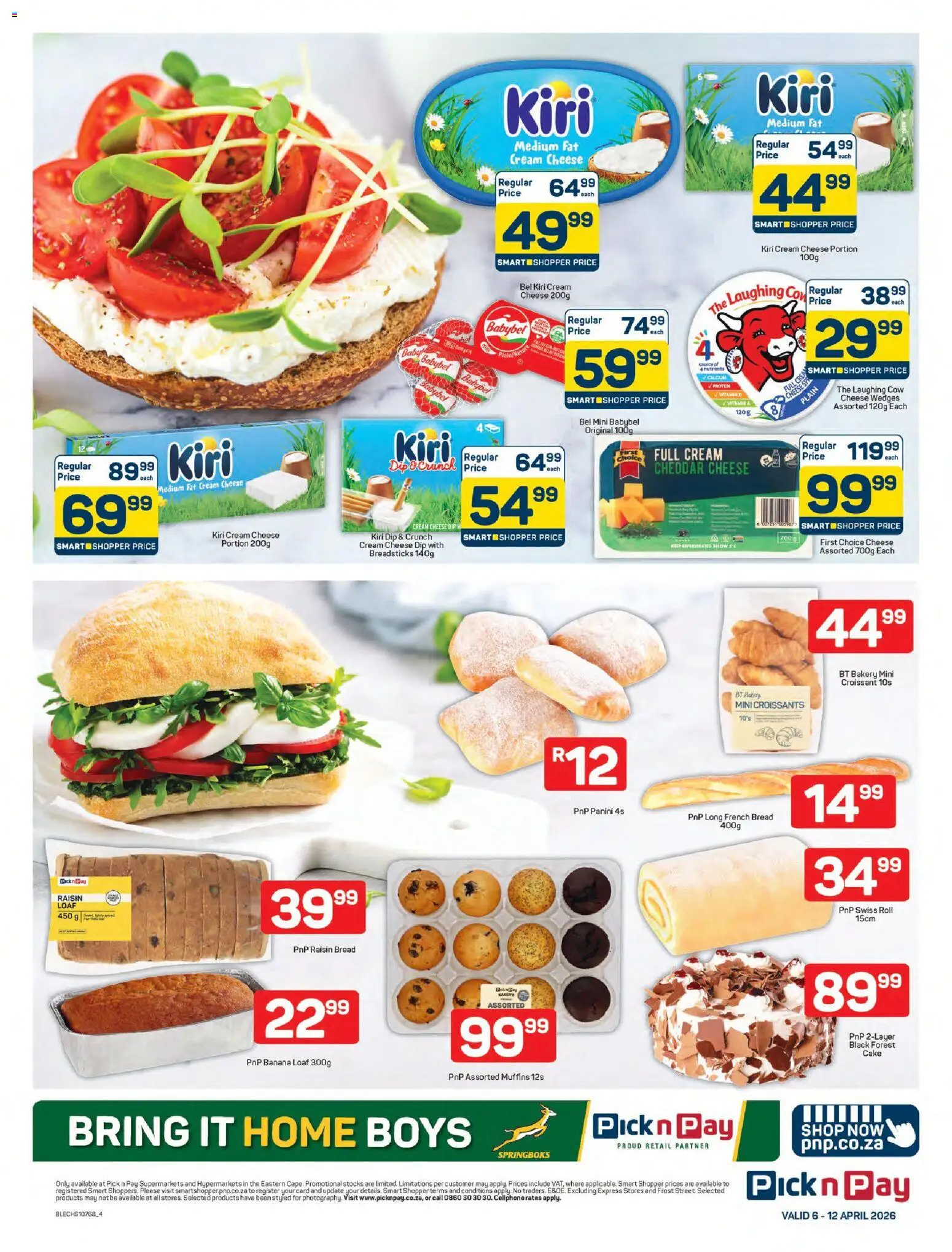 New Pick n Pay catalogue – valid from 06.04.2026 | Page: 4 | Products: Muffins, Detergente líquido, Cheese, Bread