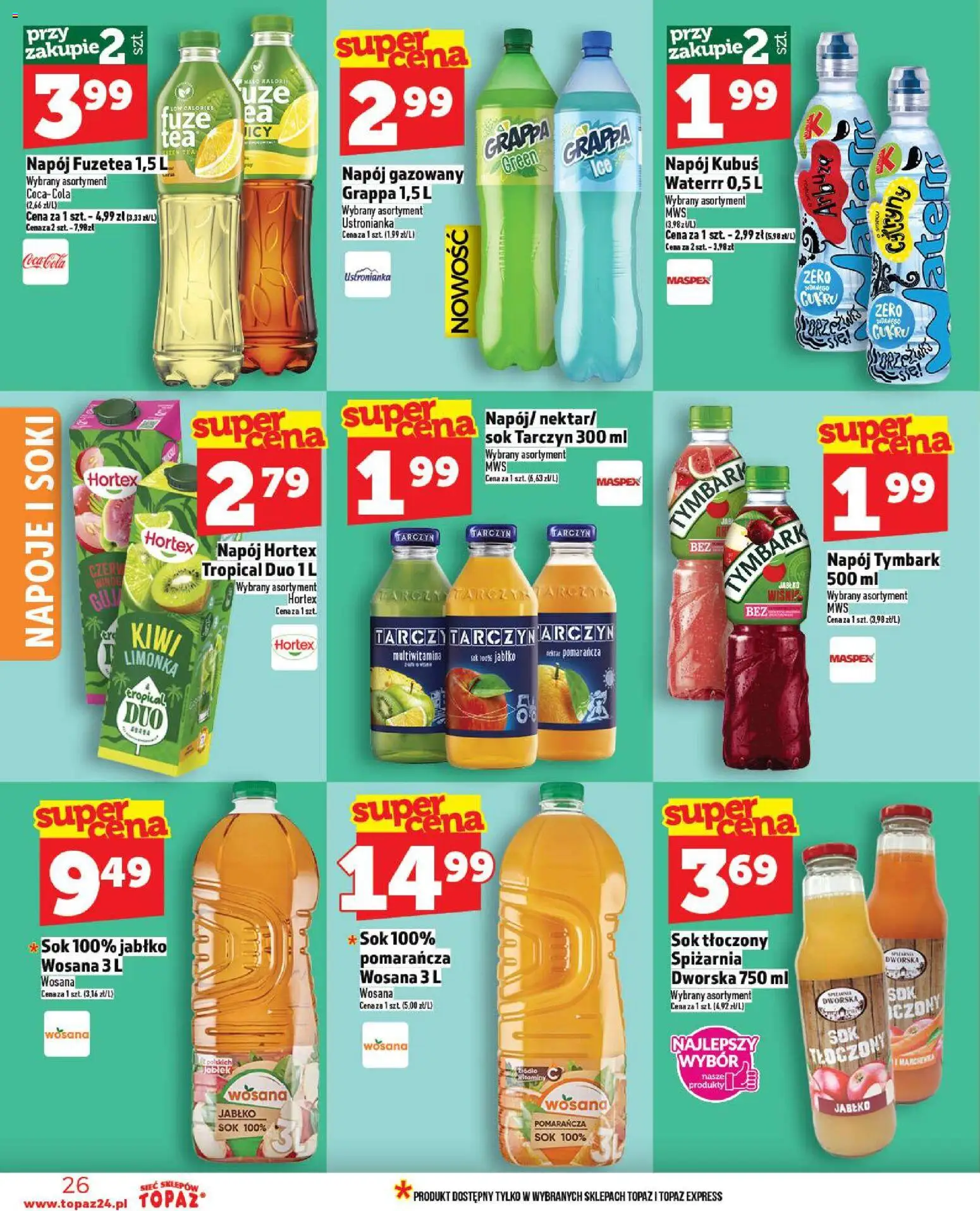 Topaz Gazetka MAZ od 06.11.2025 | Strona: 26 | Produkty: Napoje, Soki, Grappa, Kiwi