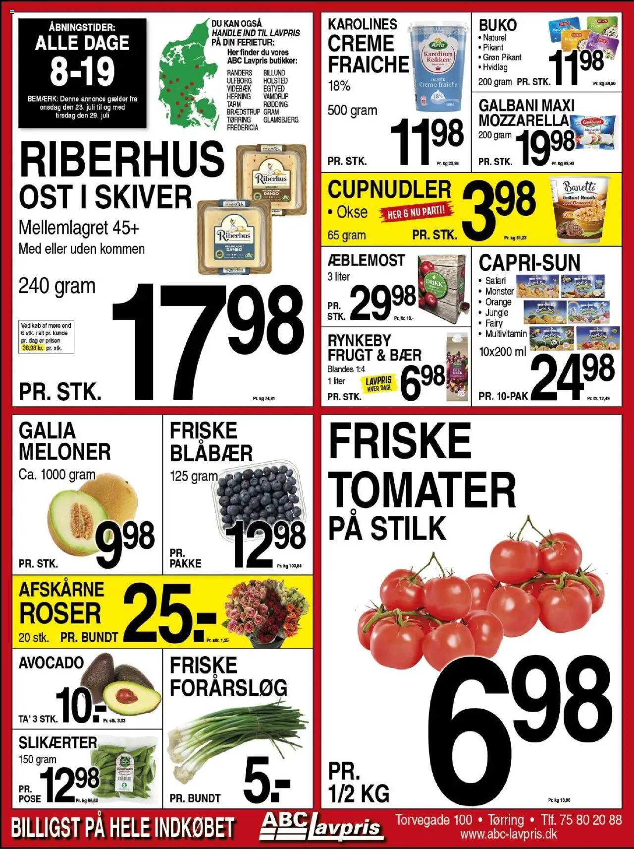Abc Lavpris Tilbudsavis gyldig fra 23.07.2025 | Side: 1 | Produkter: Ost, Creme, Tomater, Creme fraiche