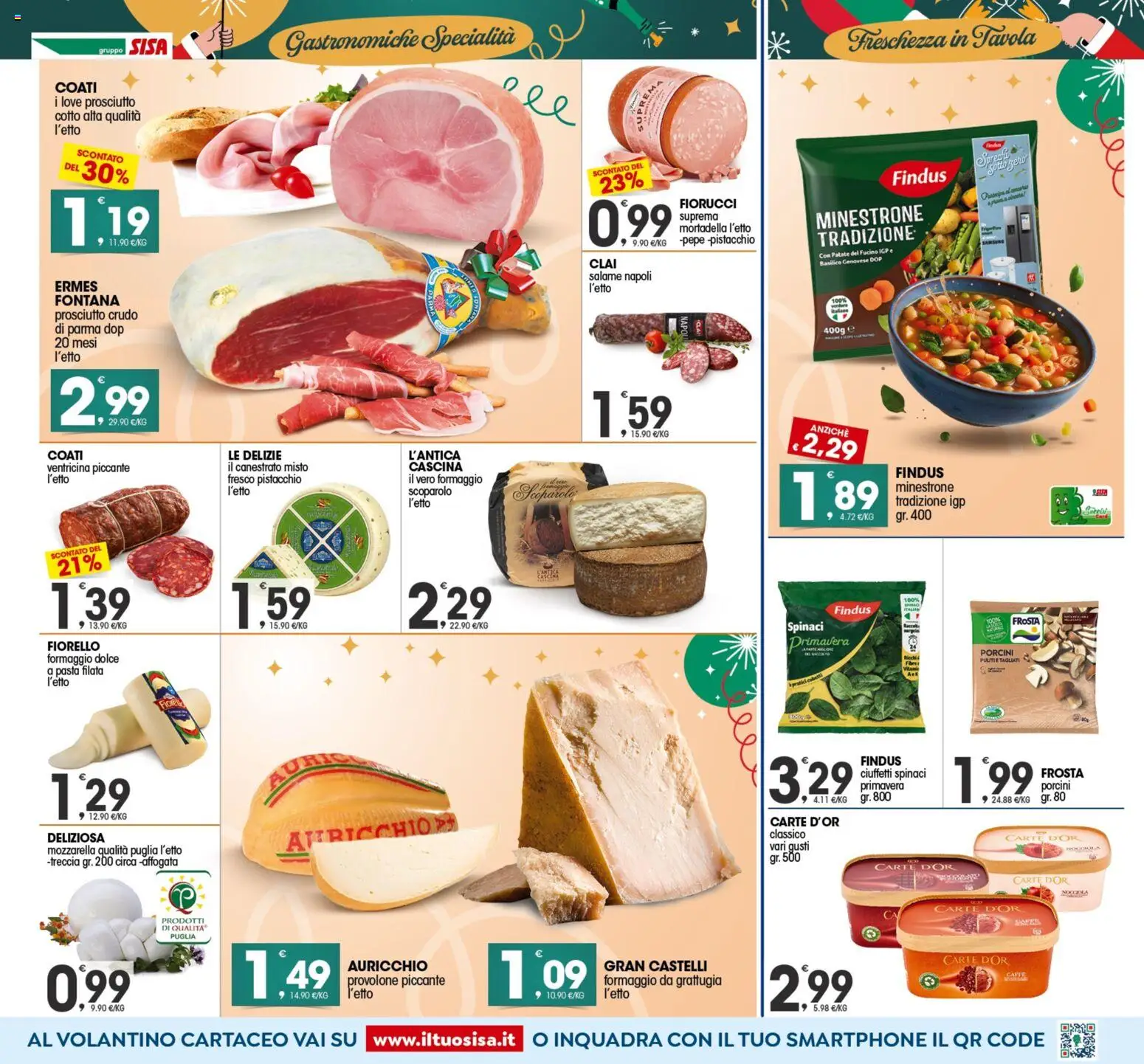 Volantino SISA del 27.12.2025 | Pagina: 3 | Prodotti: Provolone, Prosciutto Cotto, Prosciutto, Smartphone
