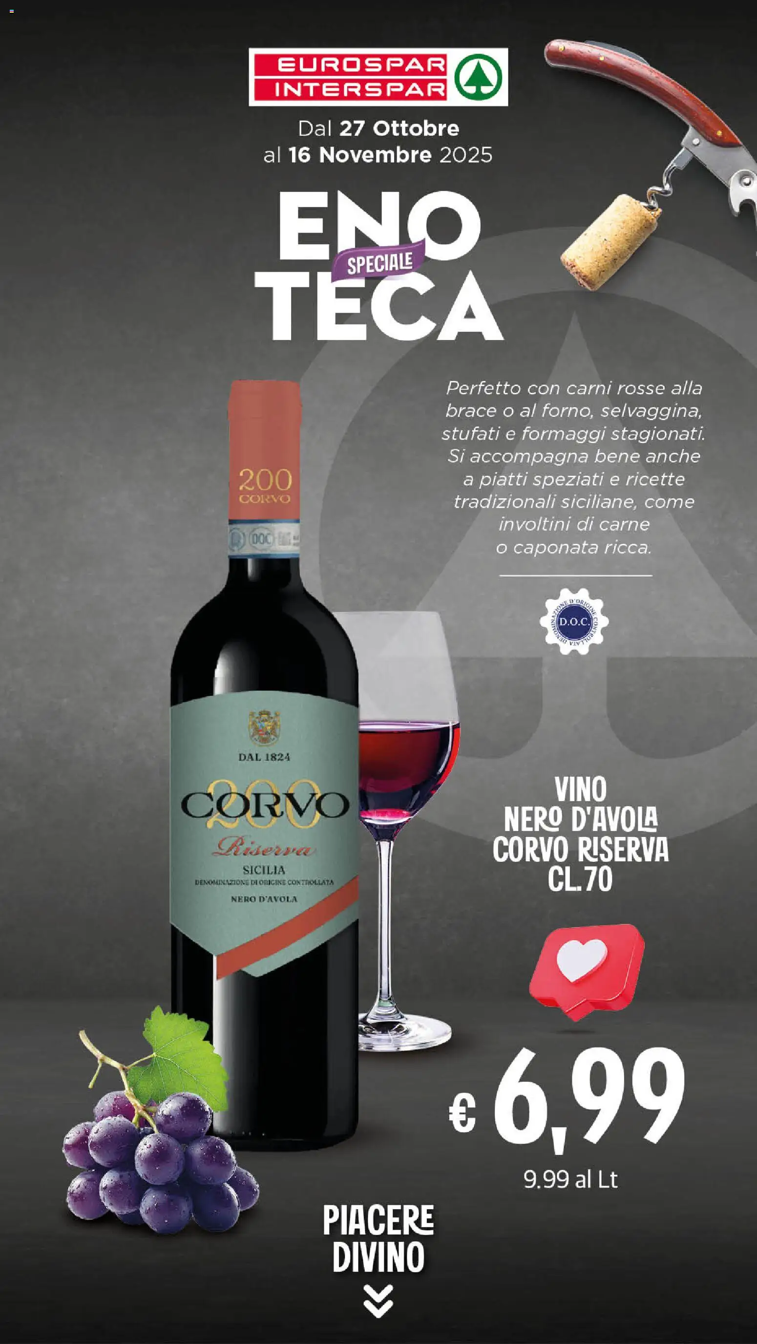 Volantino Eurospar del 27.10.2025 | Pagina: 20 | Prodotti: Vino