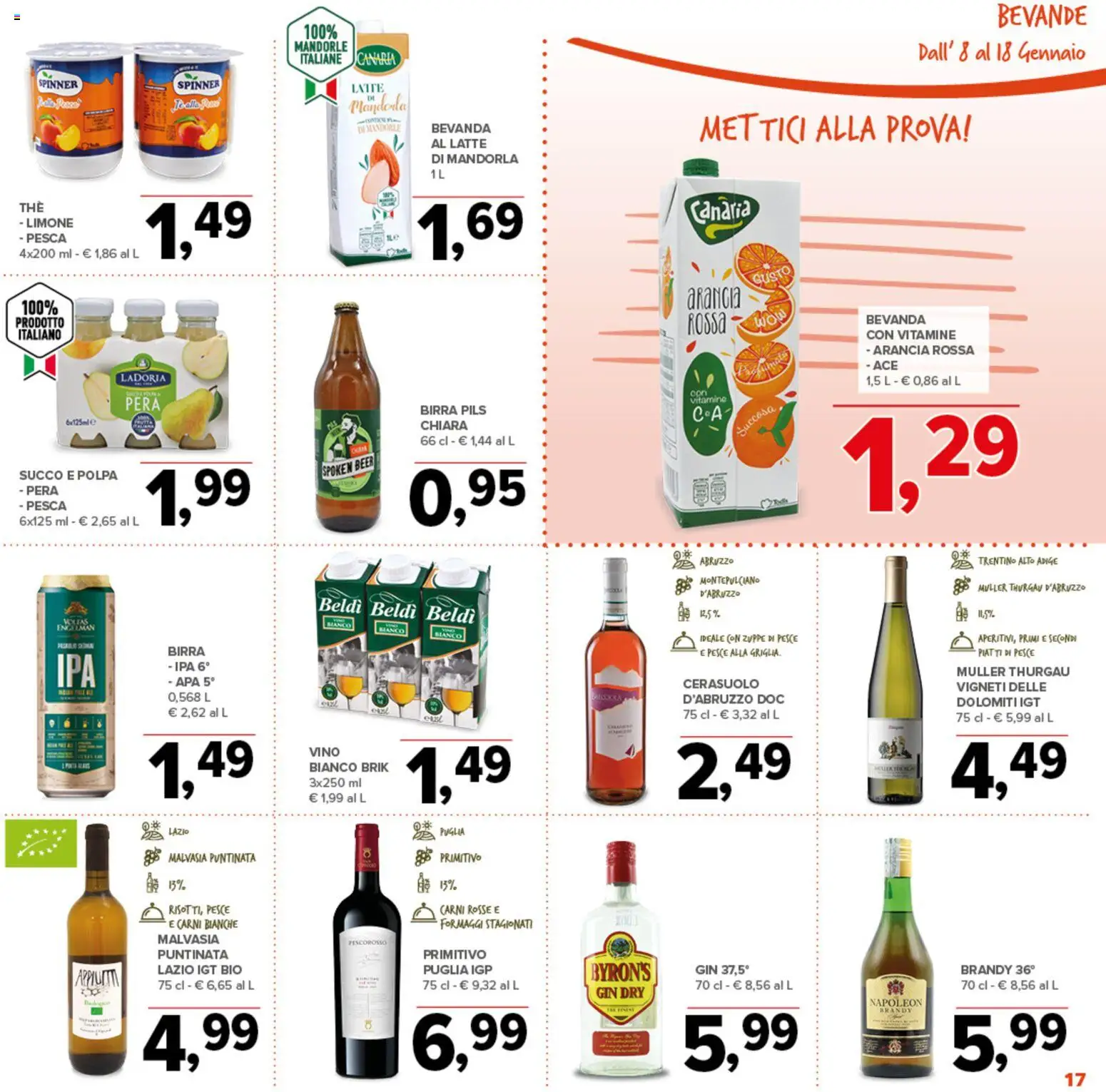 Volantino Todis del 08.01.2026 | Pagina: 17 | Prodotti: Birra, Latte, Limone, Vino