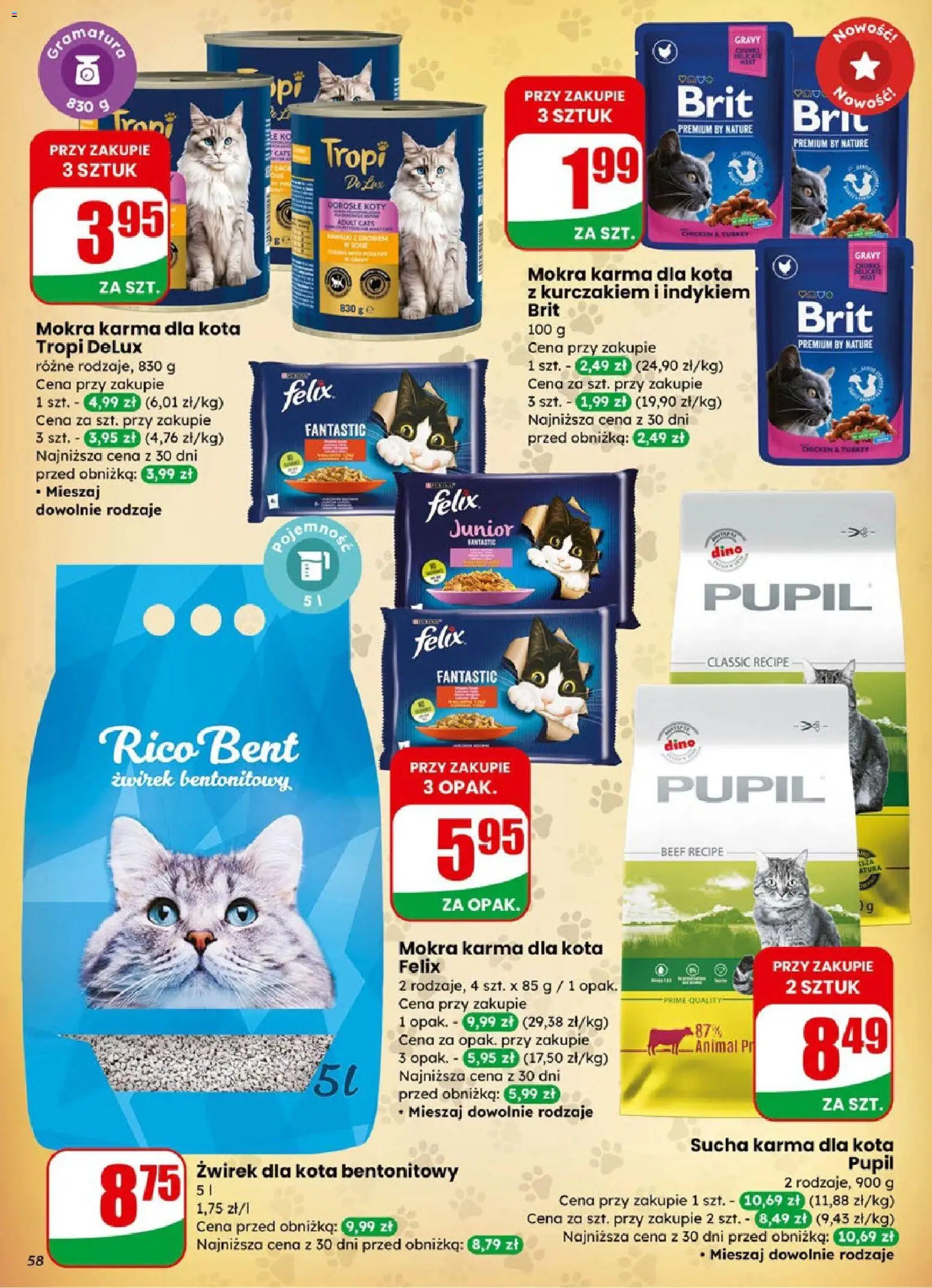 Dino Gazetka od 07.01.2026 | Strona: 58 | Produkty: Żwirek dla kota, Karma dla kota