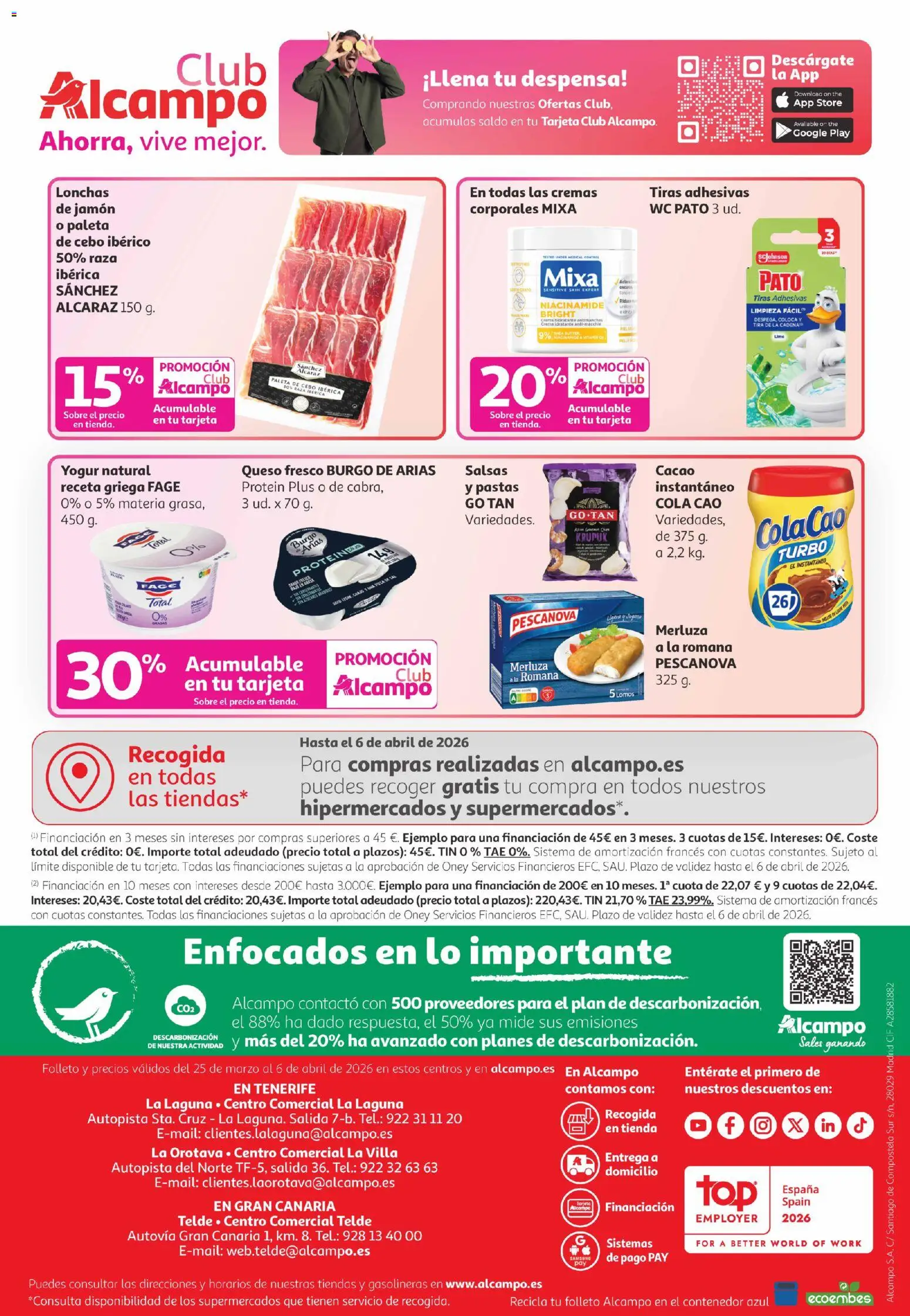 Alcampo  Canarias │ válido desde el 25.03.2026 | Página: 32 | Productos: Queso, Jamón, Crema, Φρυγανιές σικάλεως