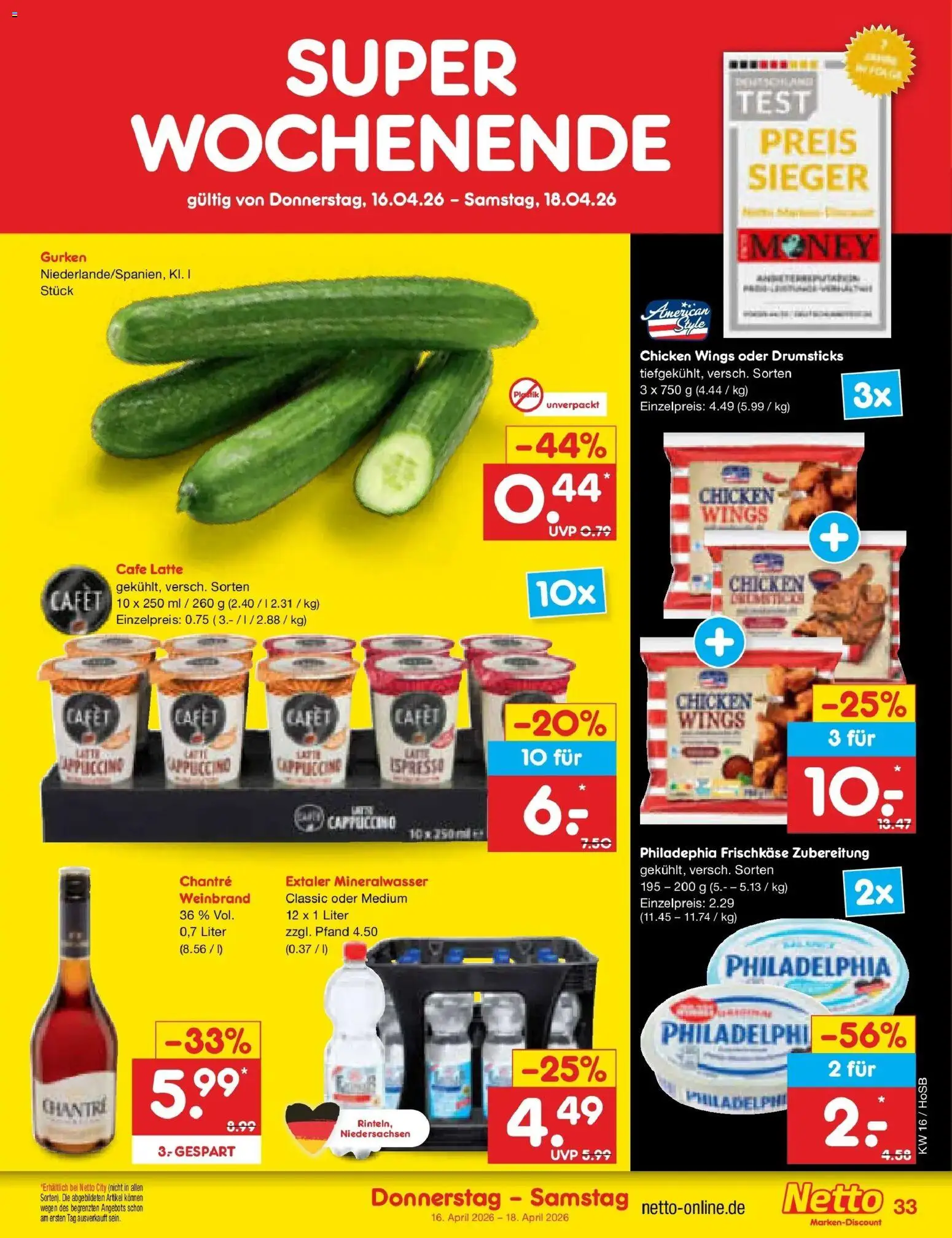 Netto Marken-Discount Prospekt Hannover	 – gültig ab 13.04.2026 | Seite: 51 | Produkte: Philadelphia, Mineralwasser, Chantré, Gurken