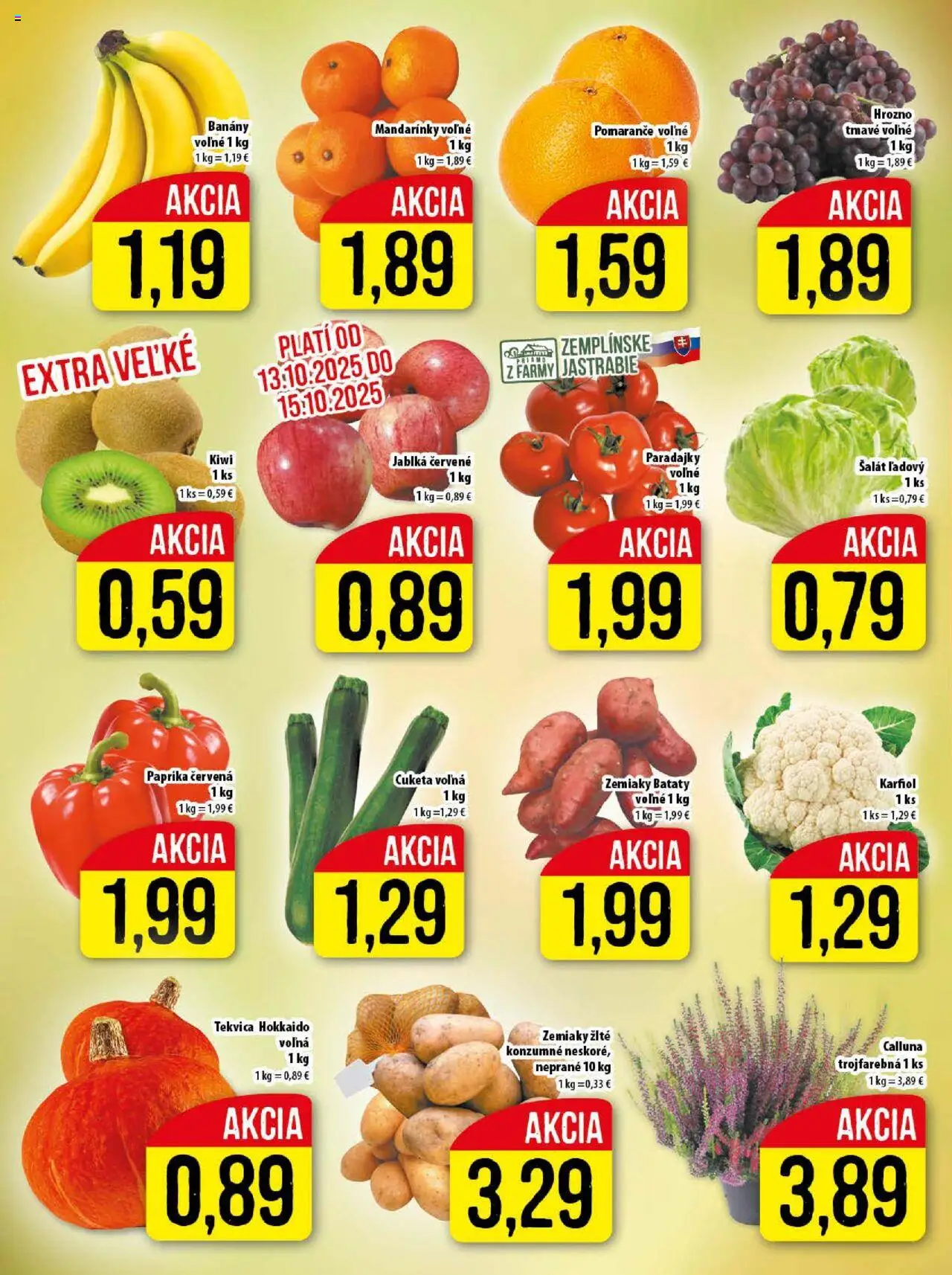 Nové Klas akcie – leták je platný od 13.10.2025 | Strana: 6 | Produkty: Pomaranče, Banány, Mandarinky, Šalát