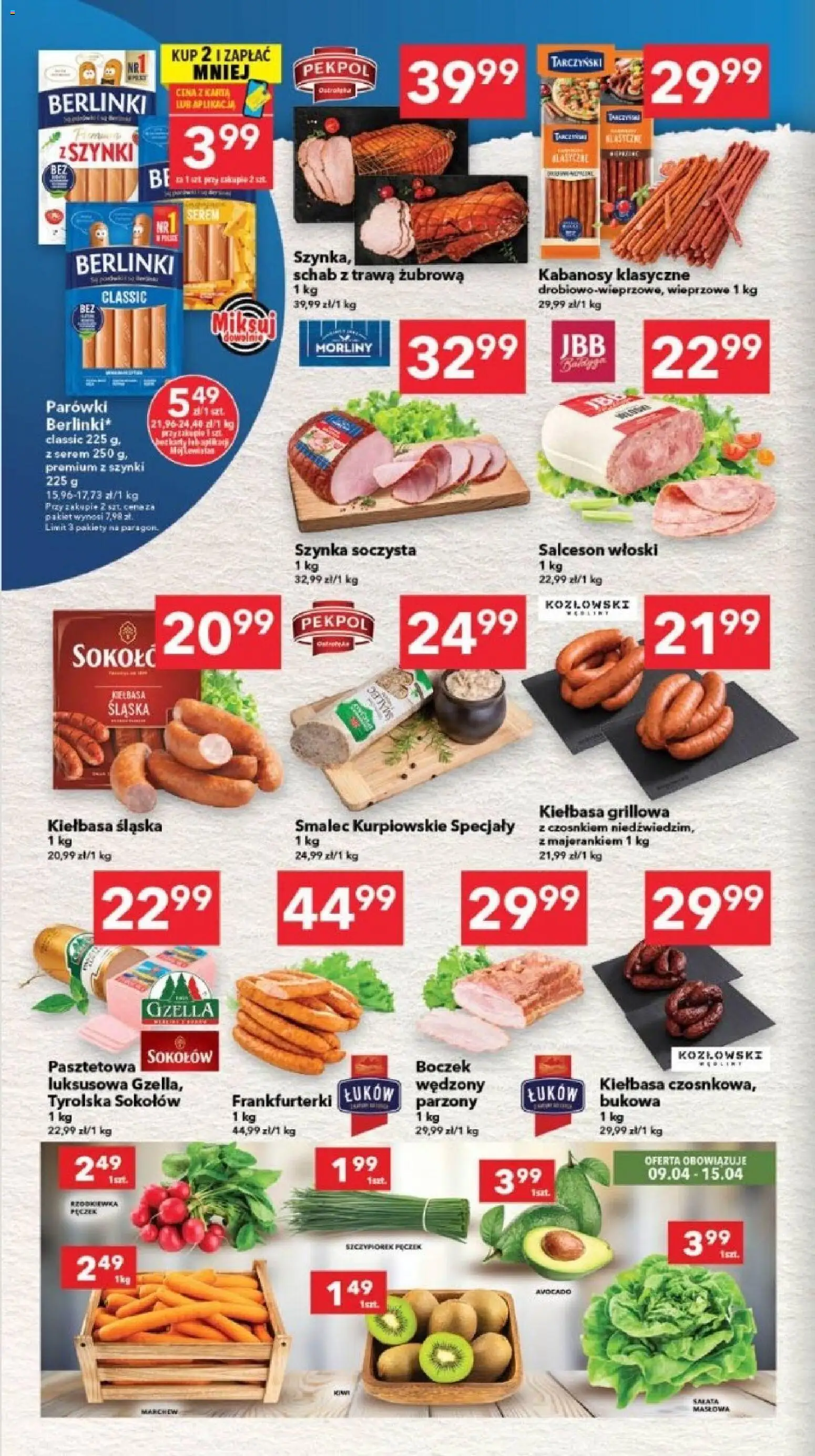 Lewiatan gazetka - Gdańsk od 09.04.2026 | Strona: 2 | Produkty: Kabanosy, Parówki, Kiełbasa śląska, Boczek