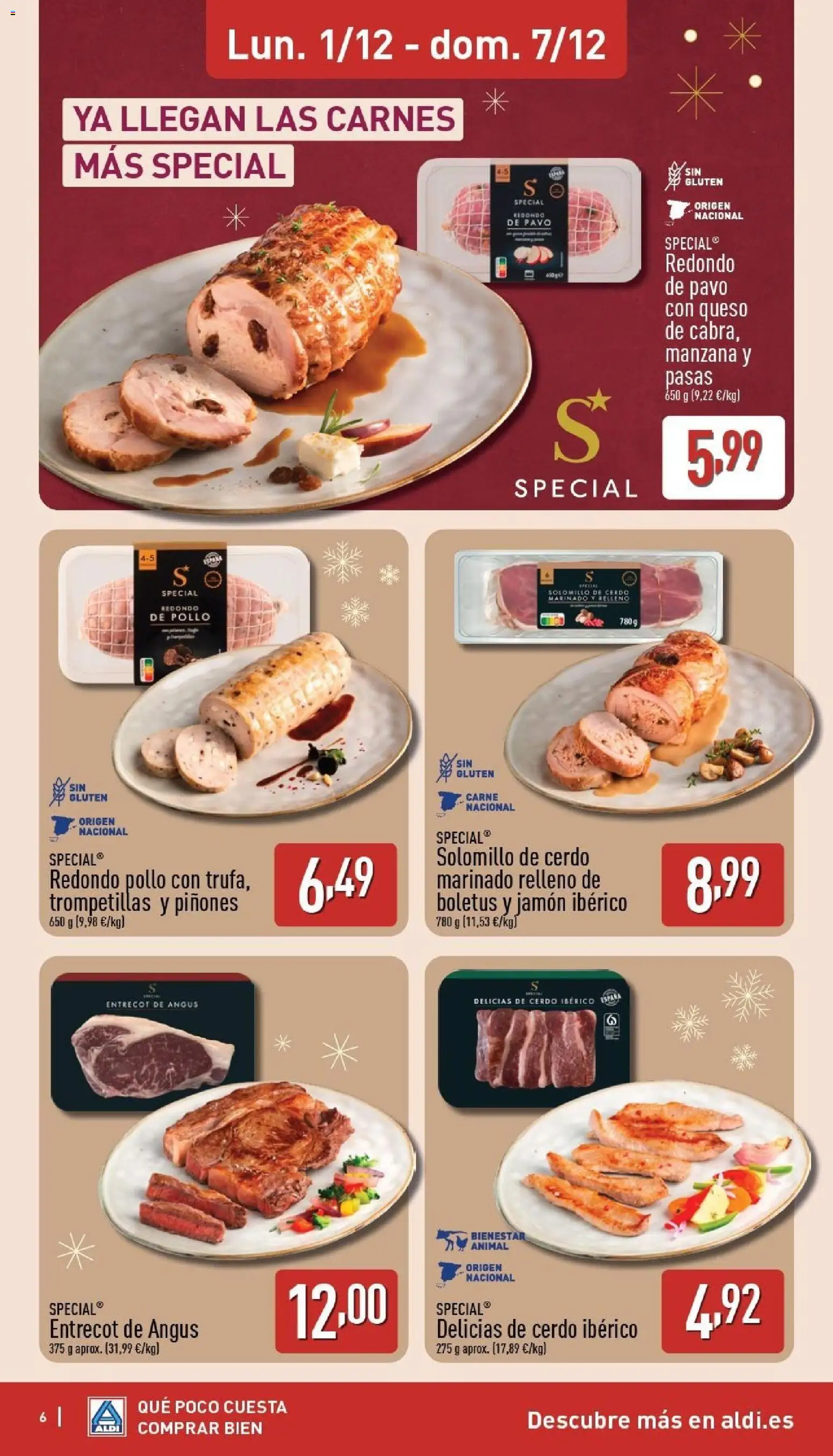 Aldi folleto Península │ válido desde el 01.12.2025 | Página: 6 | Productos: Solomillo de cerdo, Queso, Jamón ibérico, Cerdo