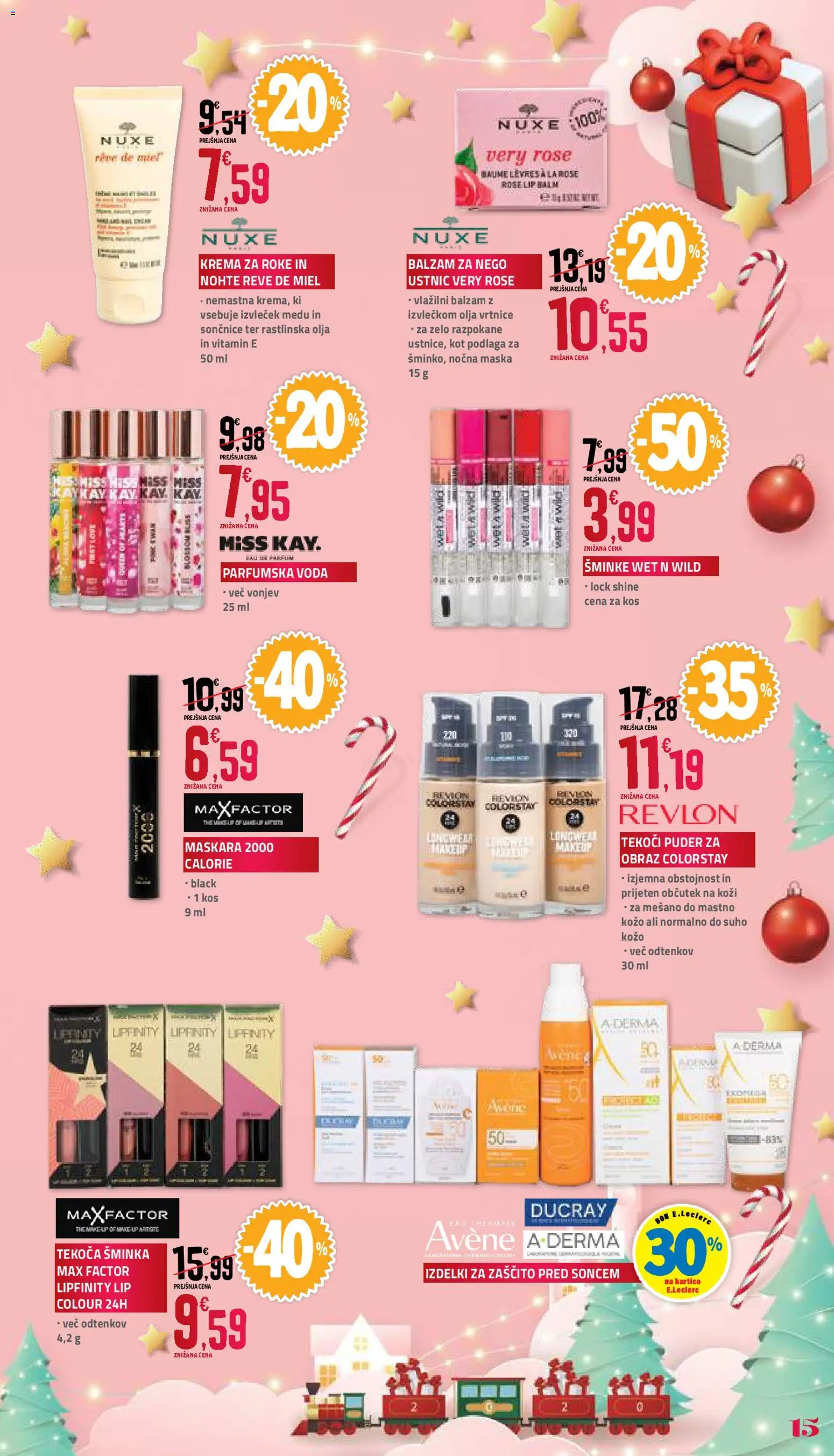 Novi E.leclerc katalog ponudbe – veljaven od 28.11.2025 | Stran: 15 | Izdelki: Maskara, Krema, Maska, Krema za roke