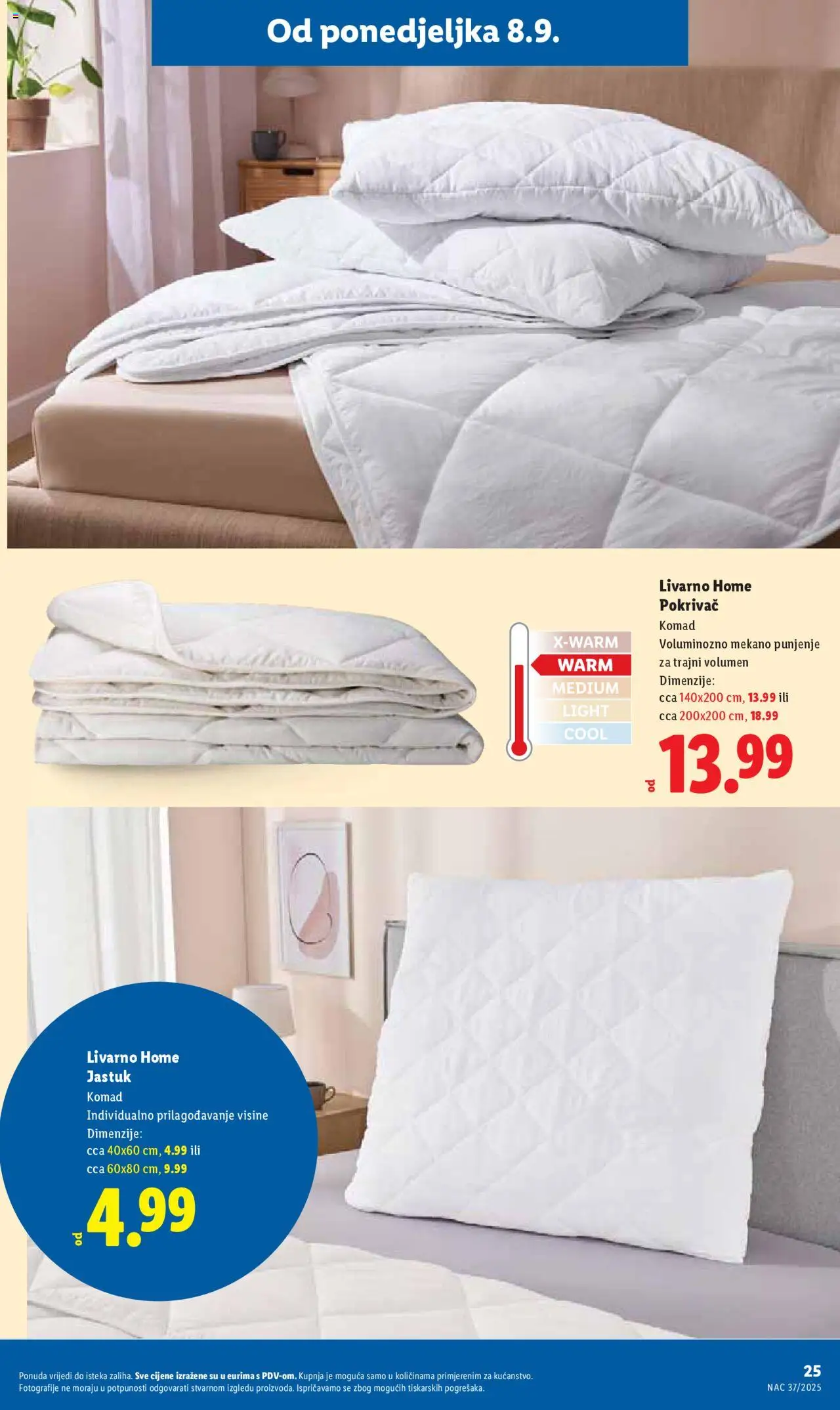 Lidl katalog | vrijedi od 08.09.2025 | Stranica: 25 | Proizvodi: Jastuk, Pokrivač