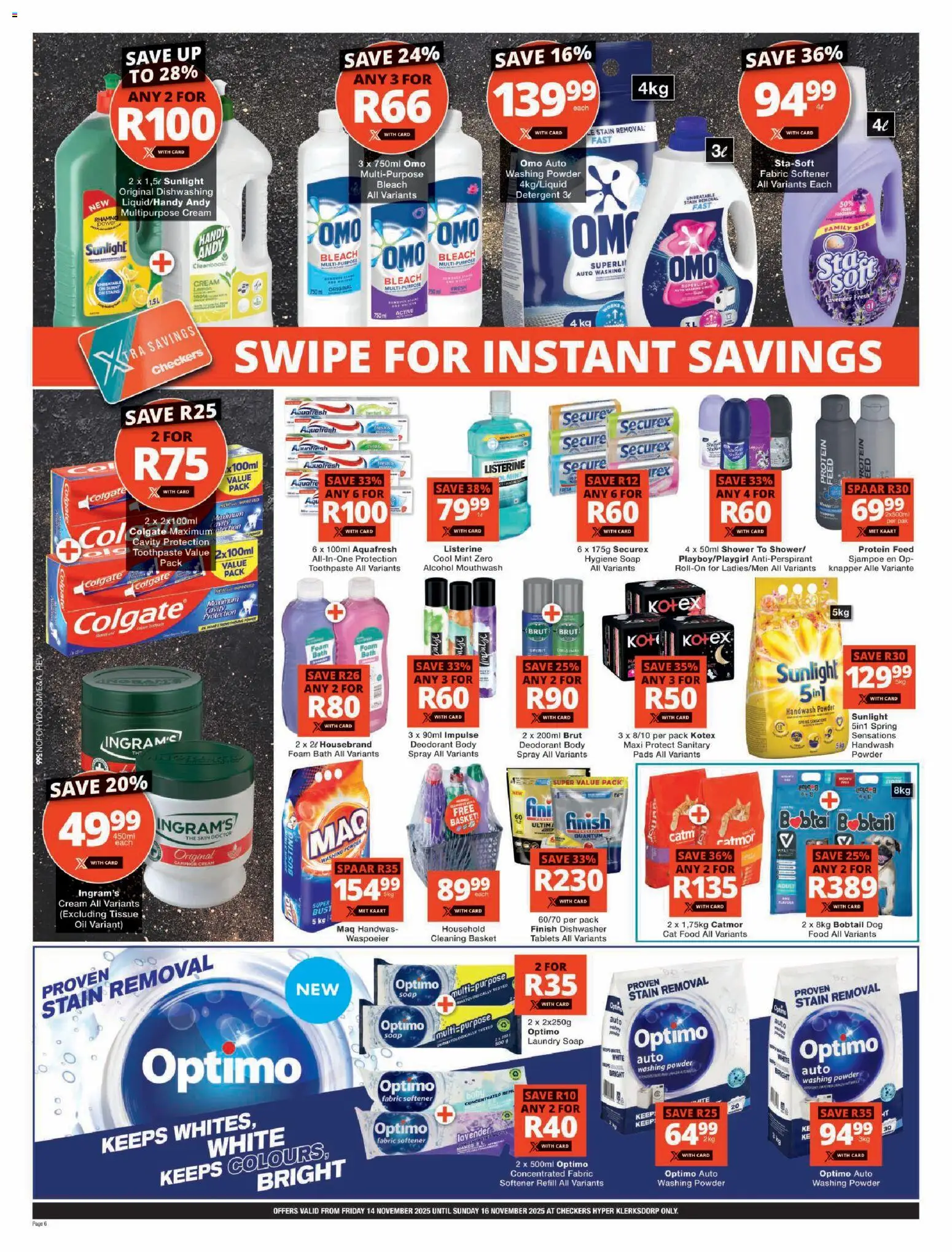 New Checkers catalogue – valid from 14.11.2025 | Page: 6 | Products: Shower, Bath foam, Deodorant, Cat food