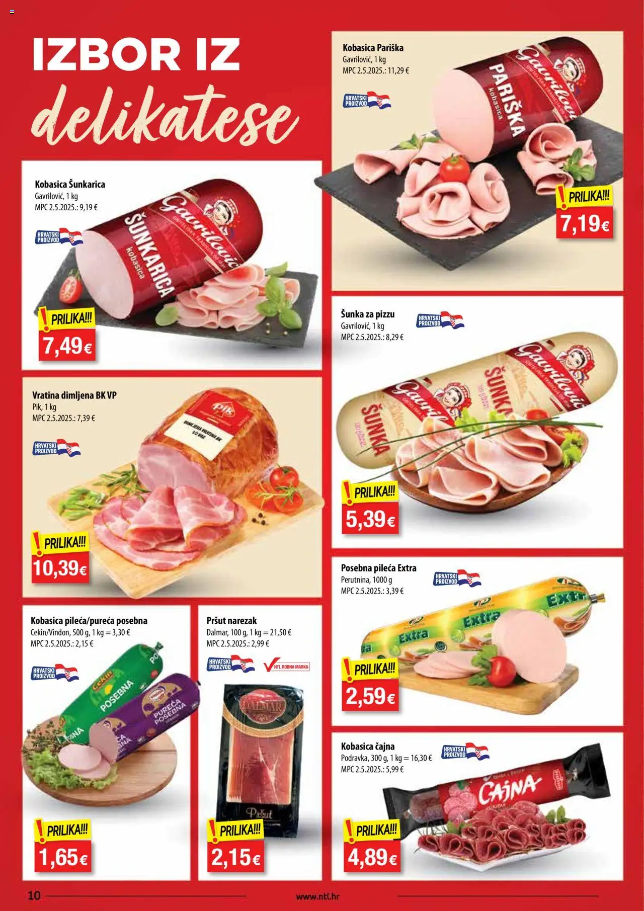 NTL katalog | vrijedi od 08.10.2025 | Stranica: 10 | Proizvodi: Šunka, Pršut, Narezak, Kobasica