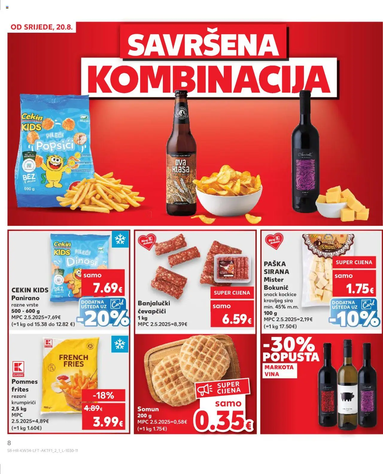 Kaufland katalog | vrijedi od 20.08.2025 | Stranica: 8 | Proizvodi: Somun, Pommes frites, Ćevapčići