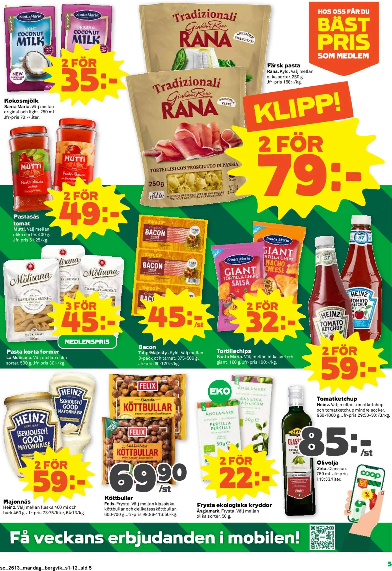 Stora Coop reklamblad aktuell från 23.03.2026 | Sida: 5 | Produkter: Tortilla, Chips, Majonnäs, Persilja