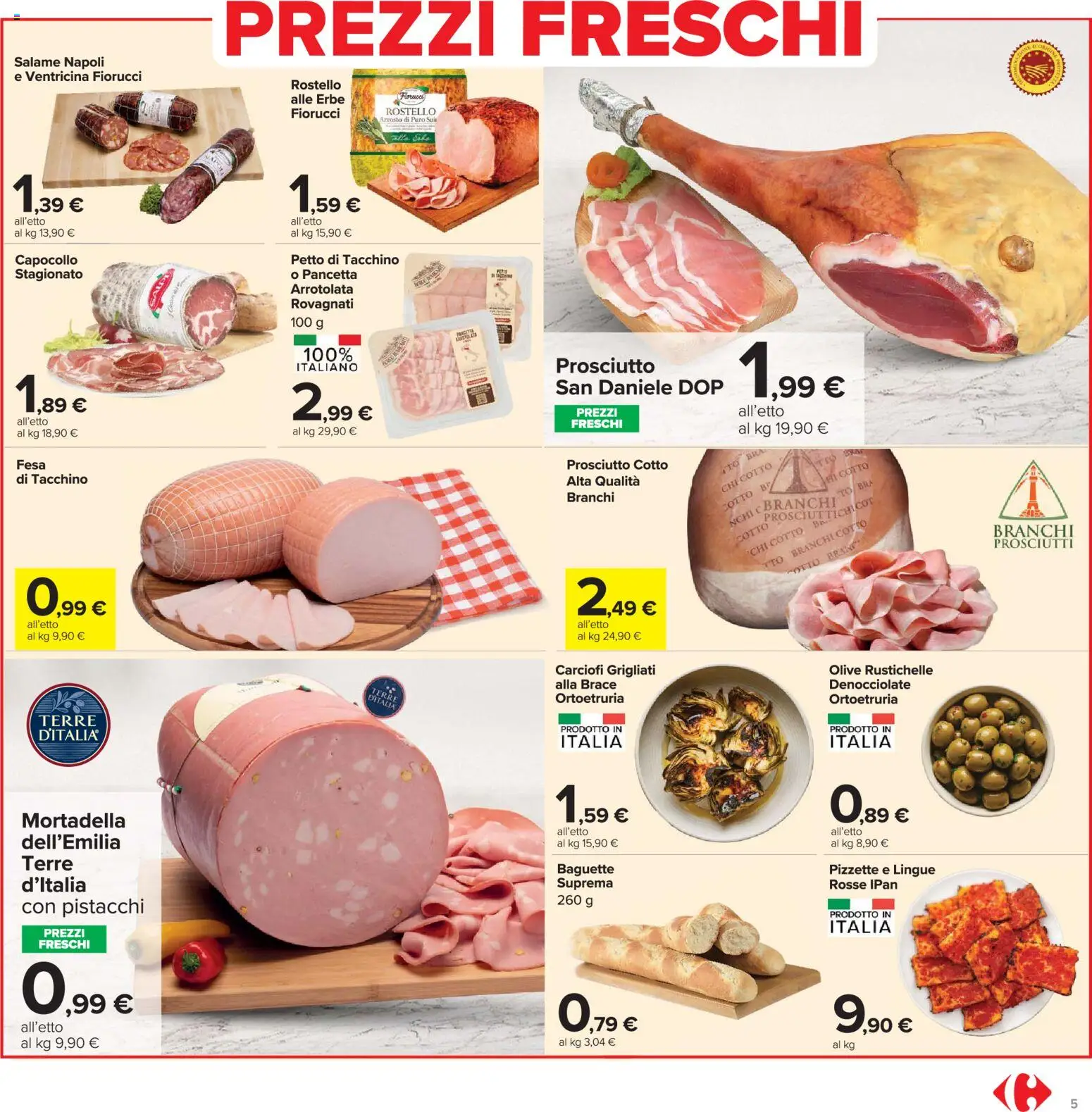 Volantino Carrefour del 02.03.2026 | Pagina: 5 | Prodotti: Pancetta, Tacchino, Prosciutto, Carciofi