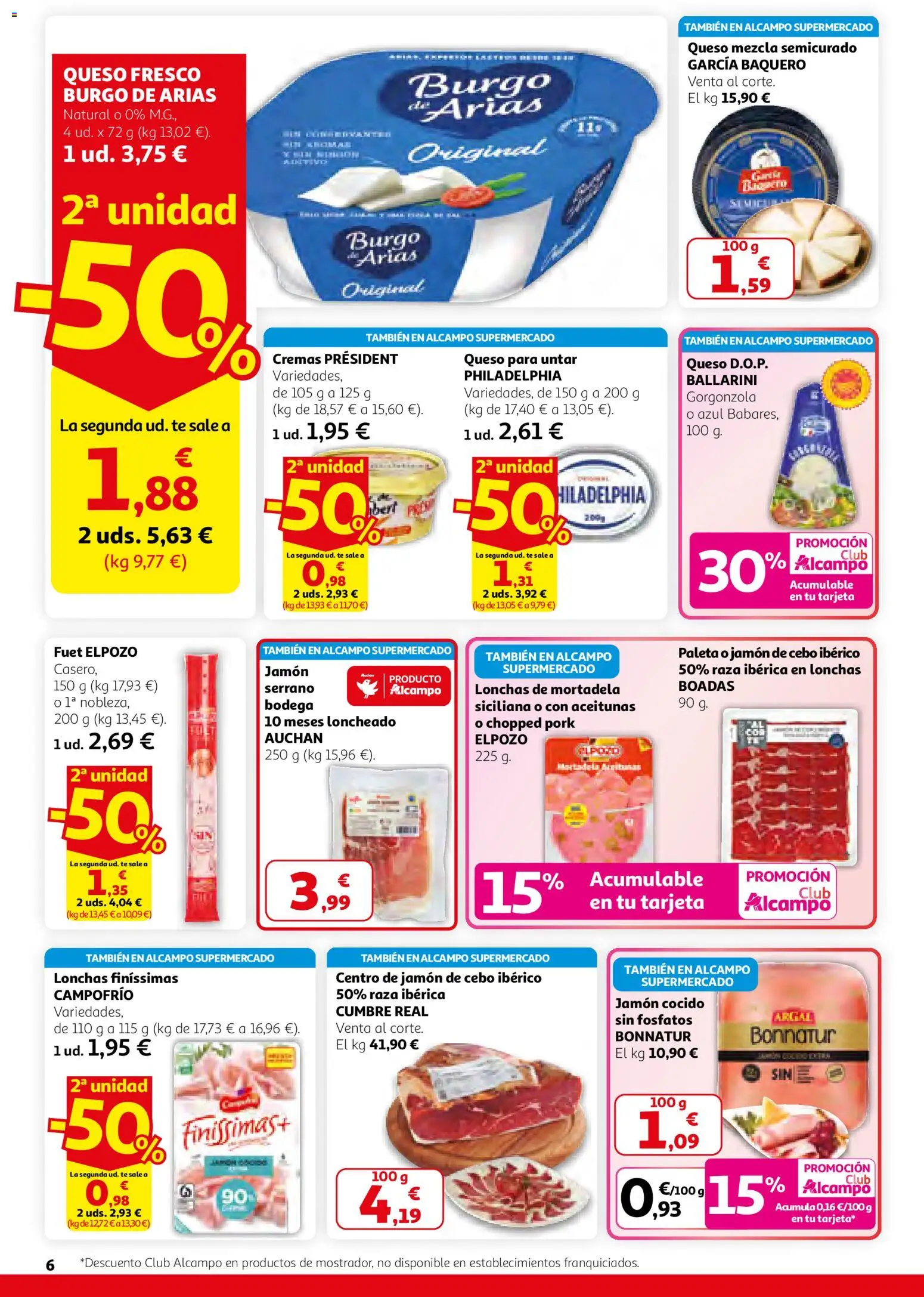 Alcampo - HP Unificado │ válido desde el 26.02.2026 | Página: 6 | Productos: Jamón cocido, Té, Queso para untar, Loncheado
