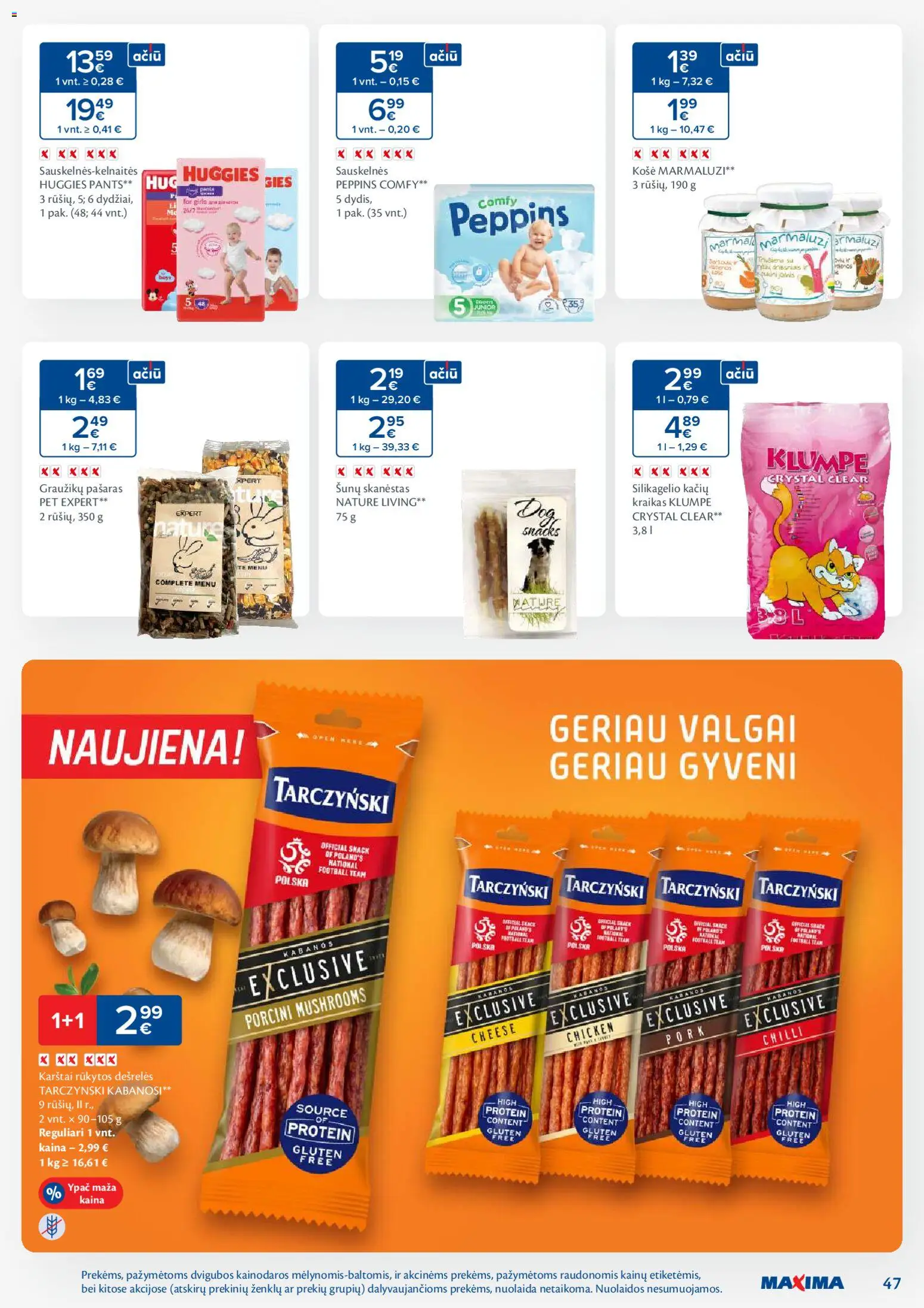 MAXIMA akcijos nuo 03.02.2026 | Puslapis: 47 | Prekių: Košė, Dešrelės, Kelnaitės