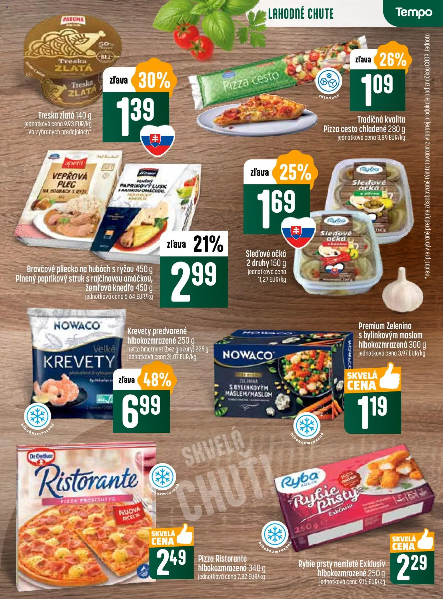 Nové COOP Jednota akcie – leták je platný od 20.11.2025 | Strana: 7 | Produkty: Krevety, Pizza, Ryba, Treska