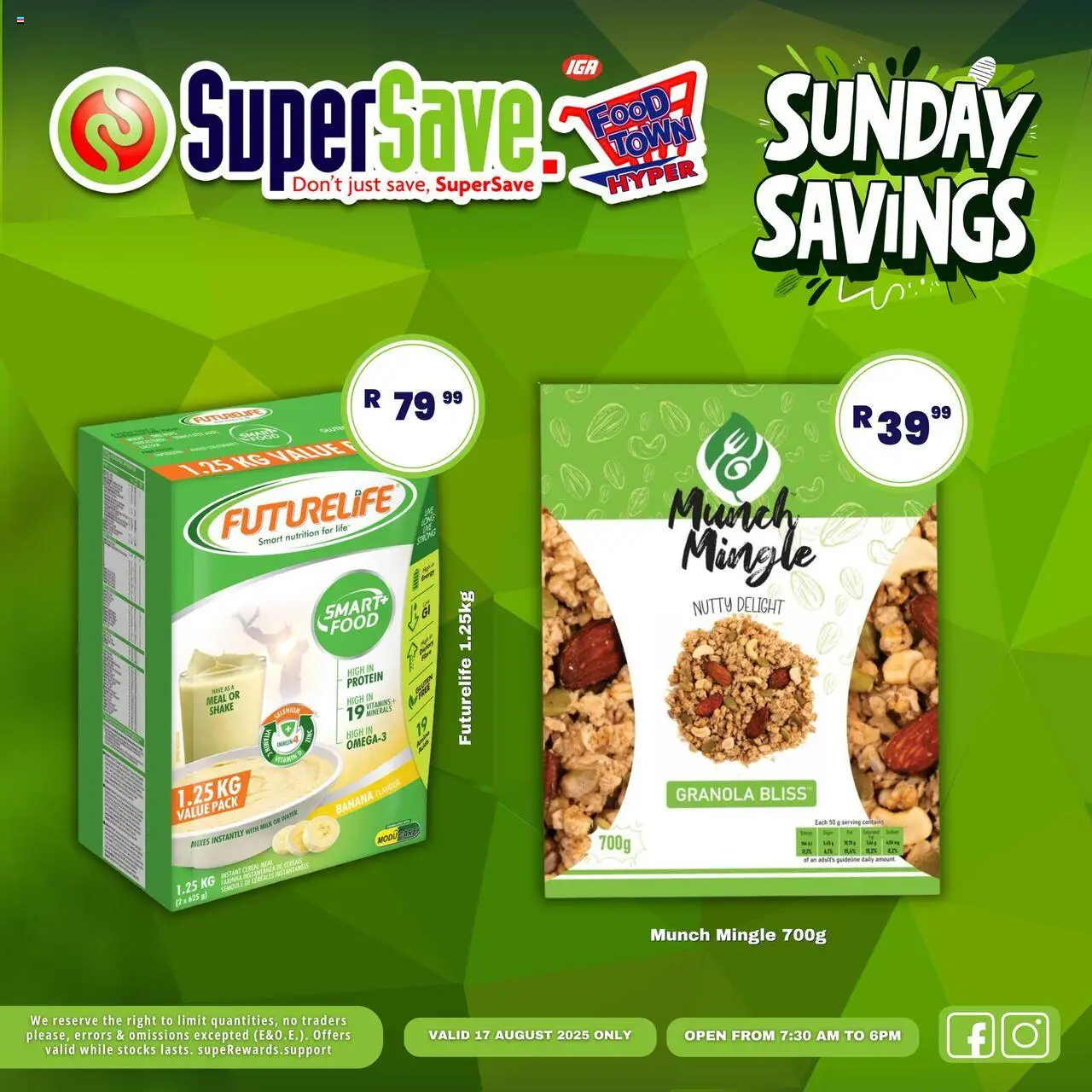 Super Save Sunday Specials │ valid from 17.08.2025 | Page: 35 | Products: Detergente líquido, Vitamins, Milk, Water
