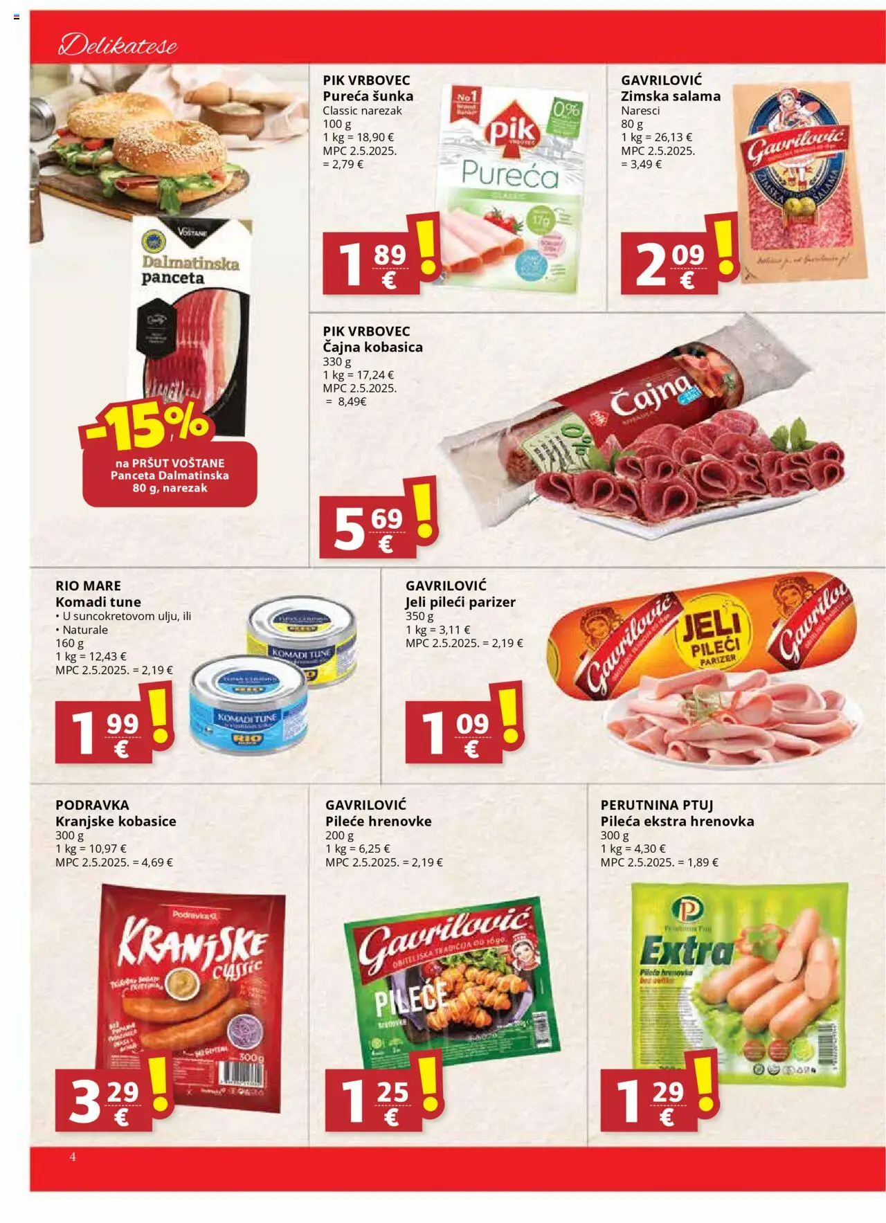 Ultra Gros katalog | vrijedi od 08.10.2025 | Stranica: 4 | Proizvodi: Rio Mare, Šunka, Pik Vrbovec, Parizer