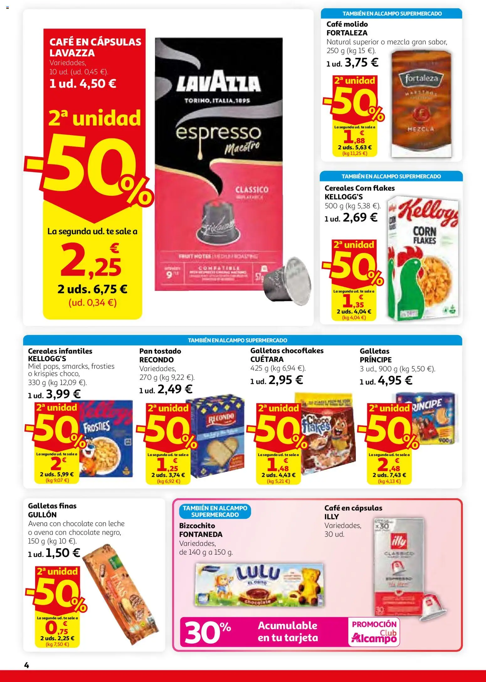 Alcampo - HG Nacional Unificado │ válido desde el 26.02.2026 | Página: 4 | Productos: Leche, Chocolate, Cereales, Galletas