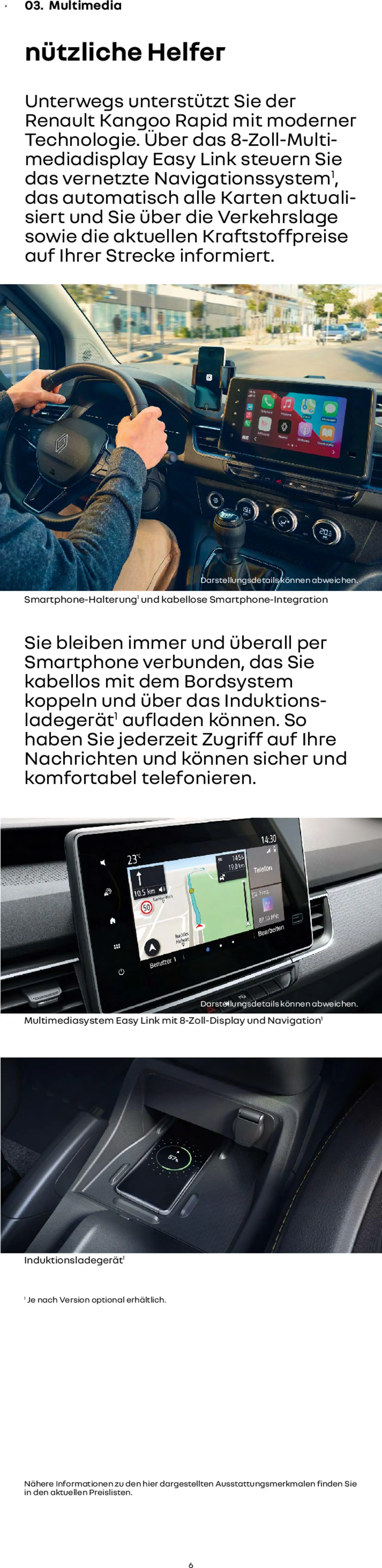 Renault Kangoo Rapid E-Tech – gültig ab 15.01.2026 | Seite: 6 | Produkte: Navigation, Telefon, Smartphone