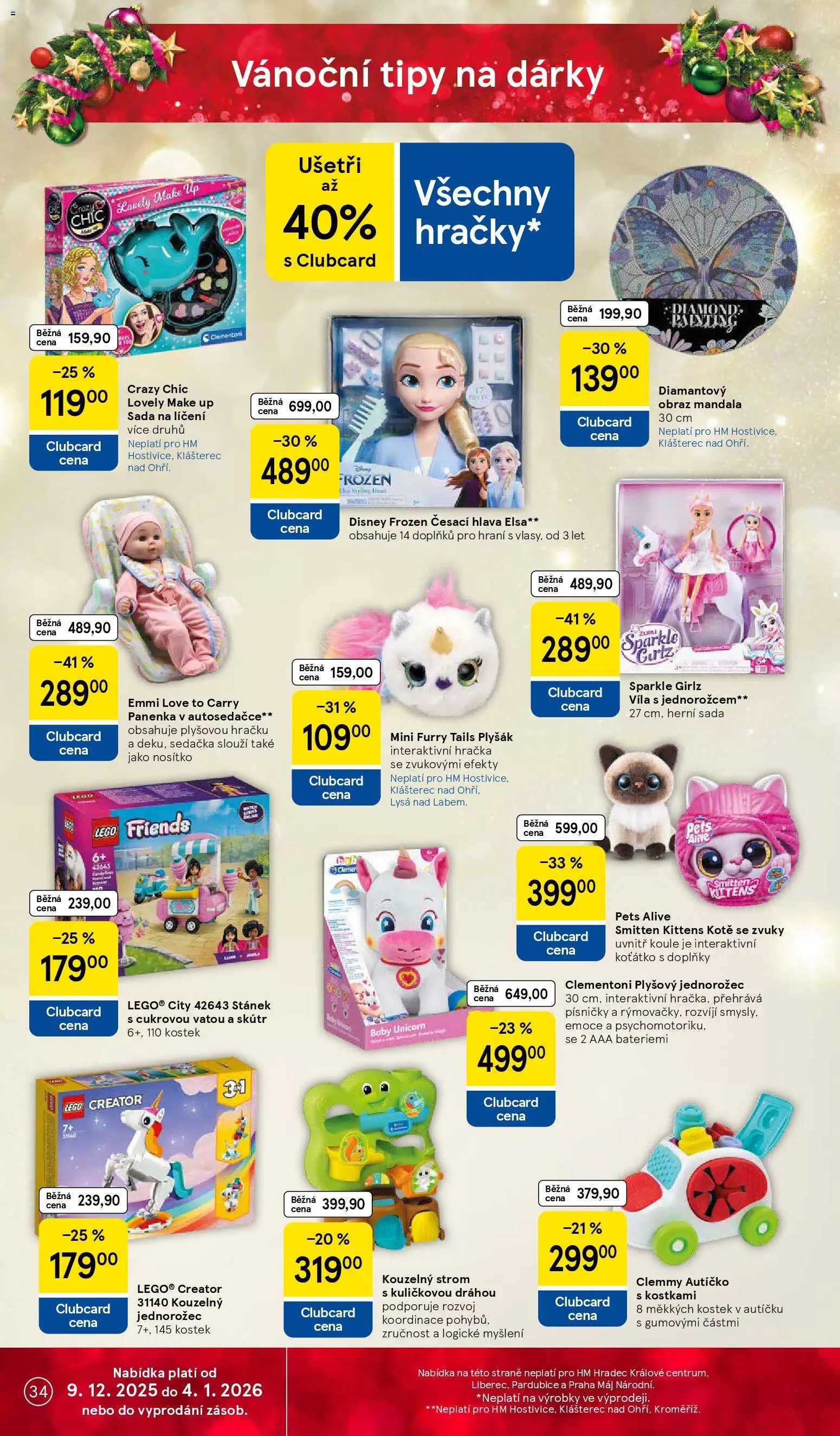 Tesco leták - Hypermarket od 10.12.2025 | Strana: 34 | Produkty: Česací hlava, Panenka, Sedačka, Plyšák