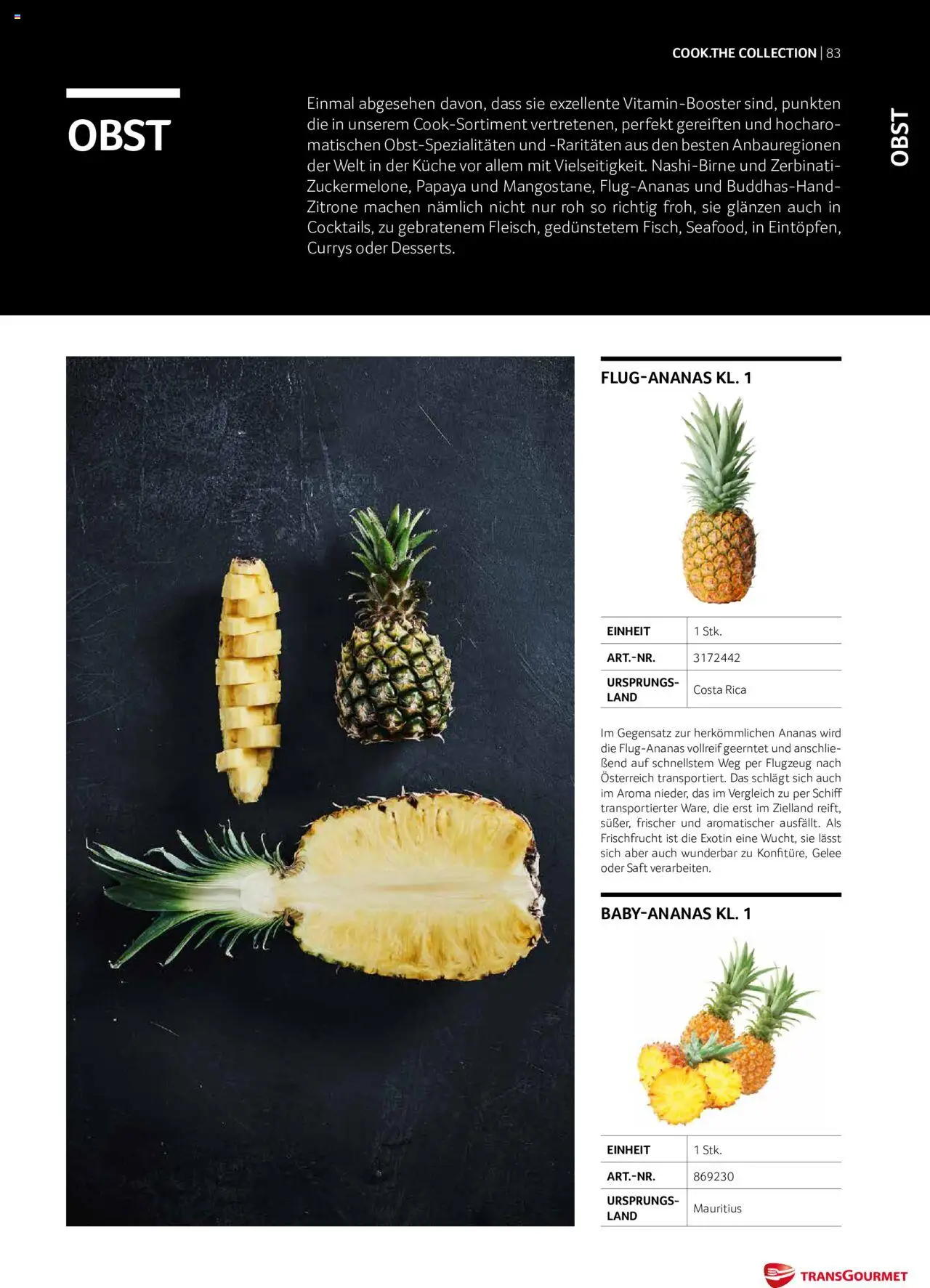 Transgourmet Cook Look-Book gültig ab 01.09.2023 | Seite: 83 | Produkte: Obst, Zitrone, Saft, Ananas
