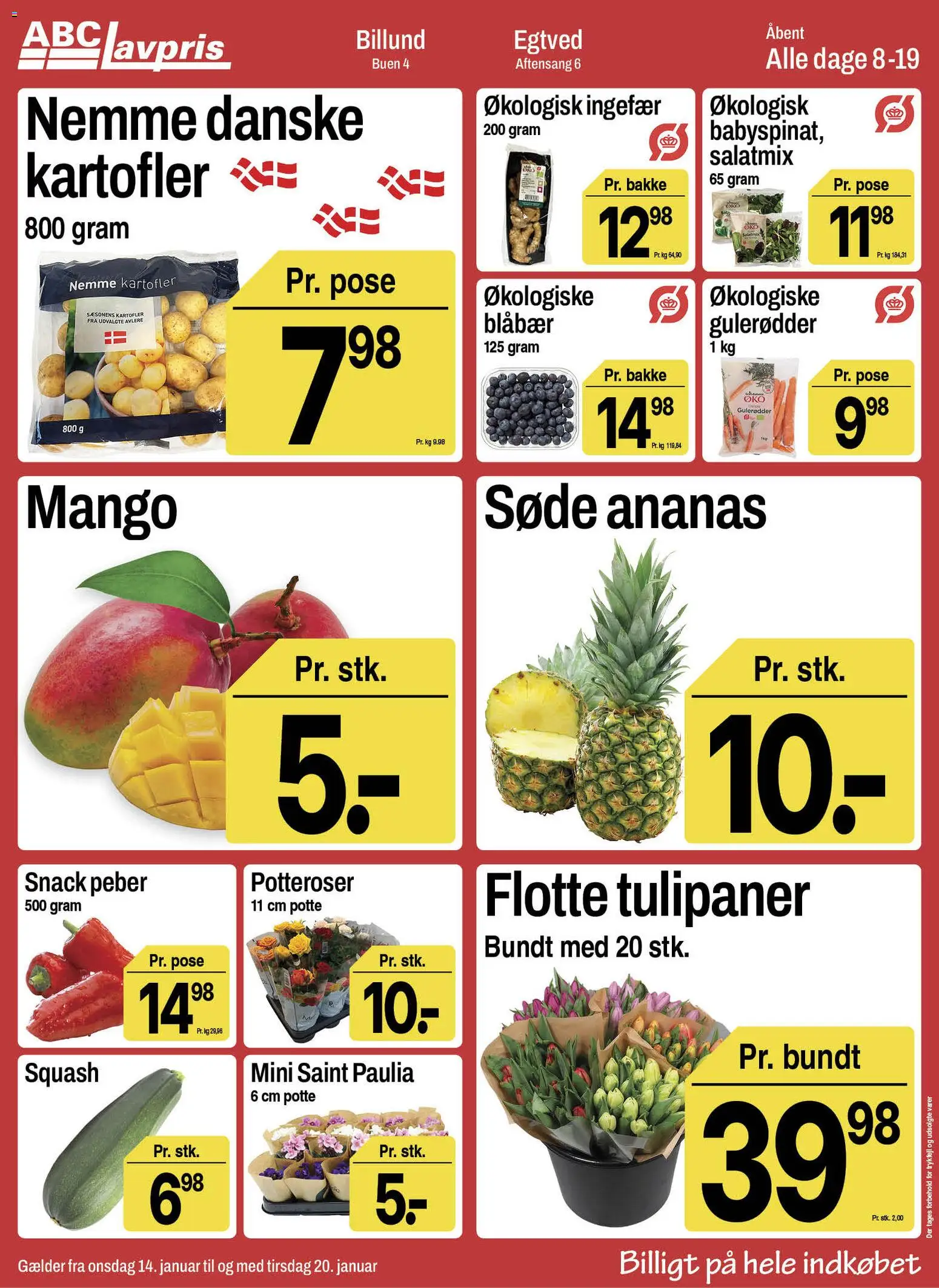 Abc Lavpris tilbudsavis – gyldig fra 14.01.2026 | Side: 3 | Produkter: Blåbær, Mango, Ingefær, Gulerødder