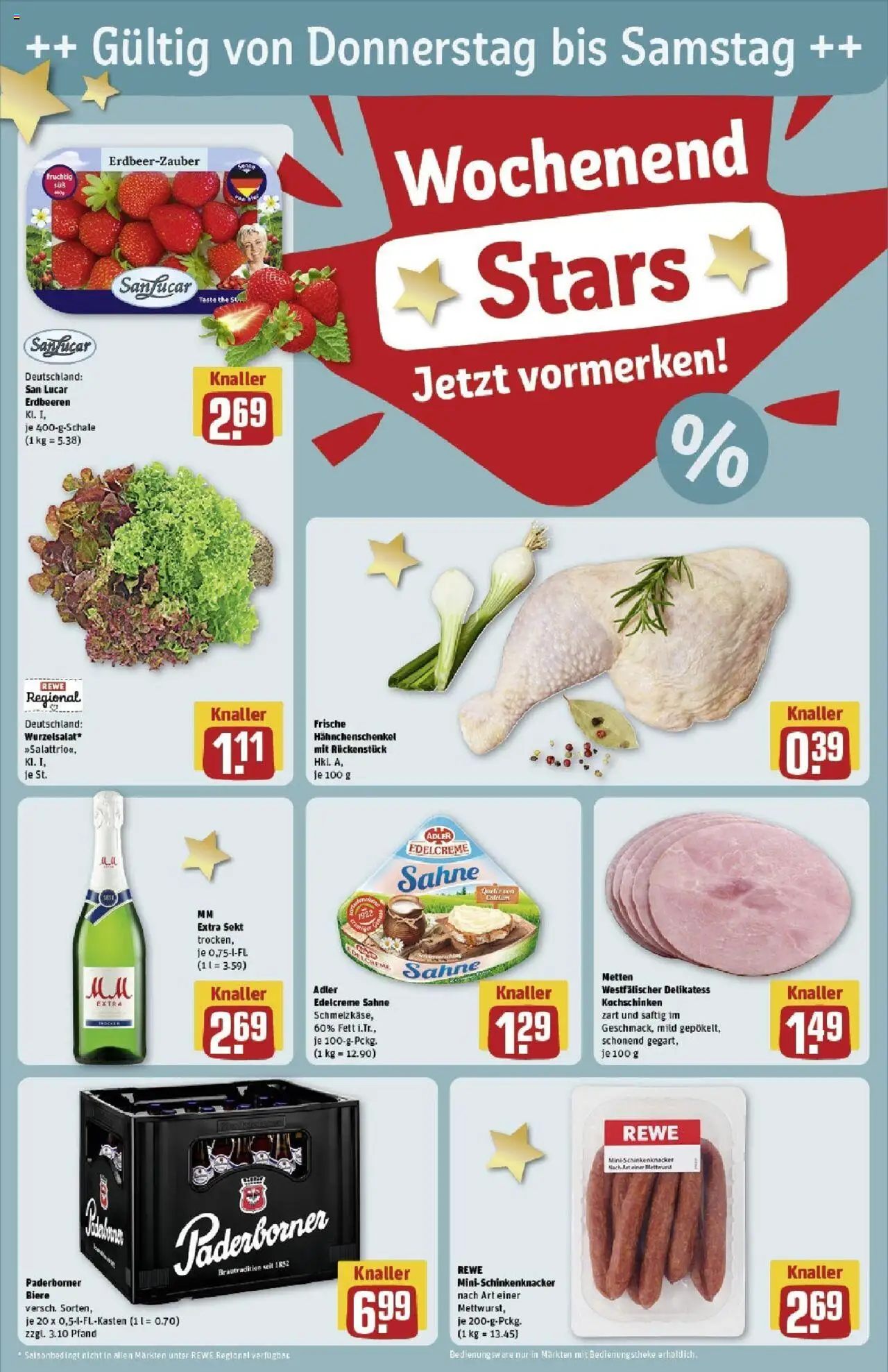 Rewe prospekt Duisburg / Duissern	 - gültig ab dem 01.06.2025 | Seite: 28 | Produkte: Hahnchenschenkel, Sekt, Erdbeeren, Sahne