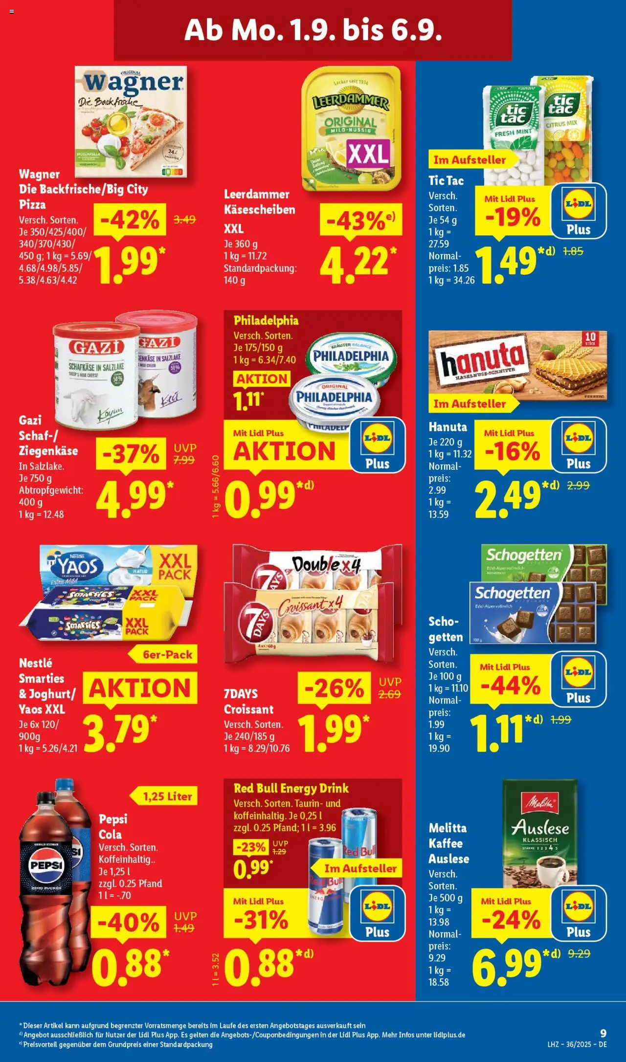 Lidl Prospekt 	 - gültig ab dem 01.09.2025 | Seite: 17 | Produkte: Red bull, Philadelphia, Mozzarella, Croissant