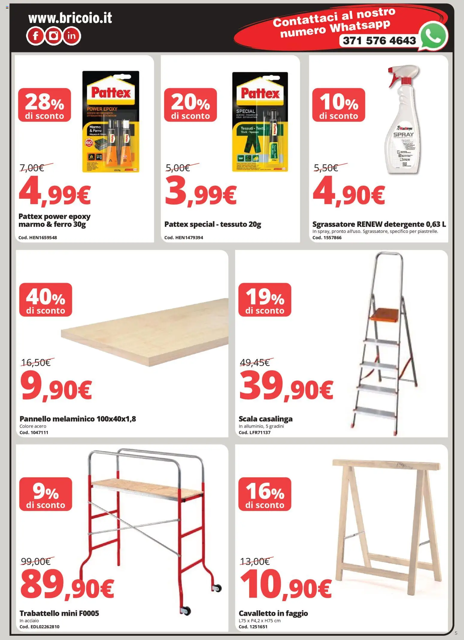 Volantino Brico io del 07.02.2026 | Pagina: 5 | Prodotti: Detergente, Sgrassatore, Scala